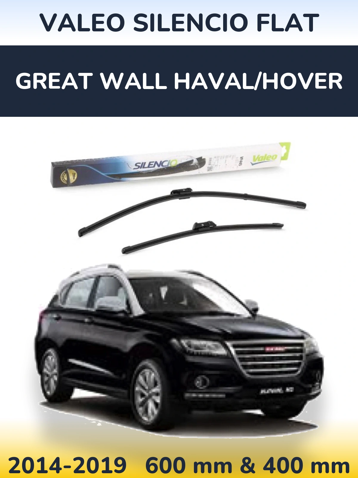 Front wiper blade set Valeo Silencio Flat 600 & 400 mm for Great Wall Haval/Hover 2014-2019