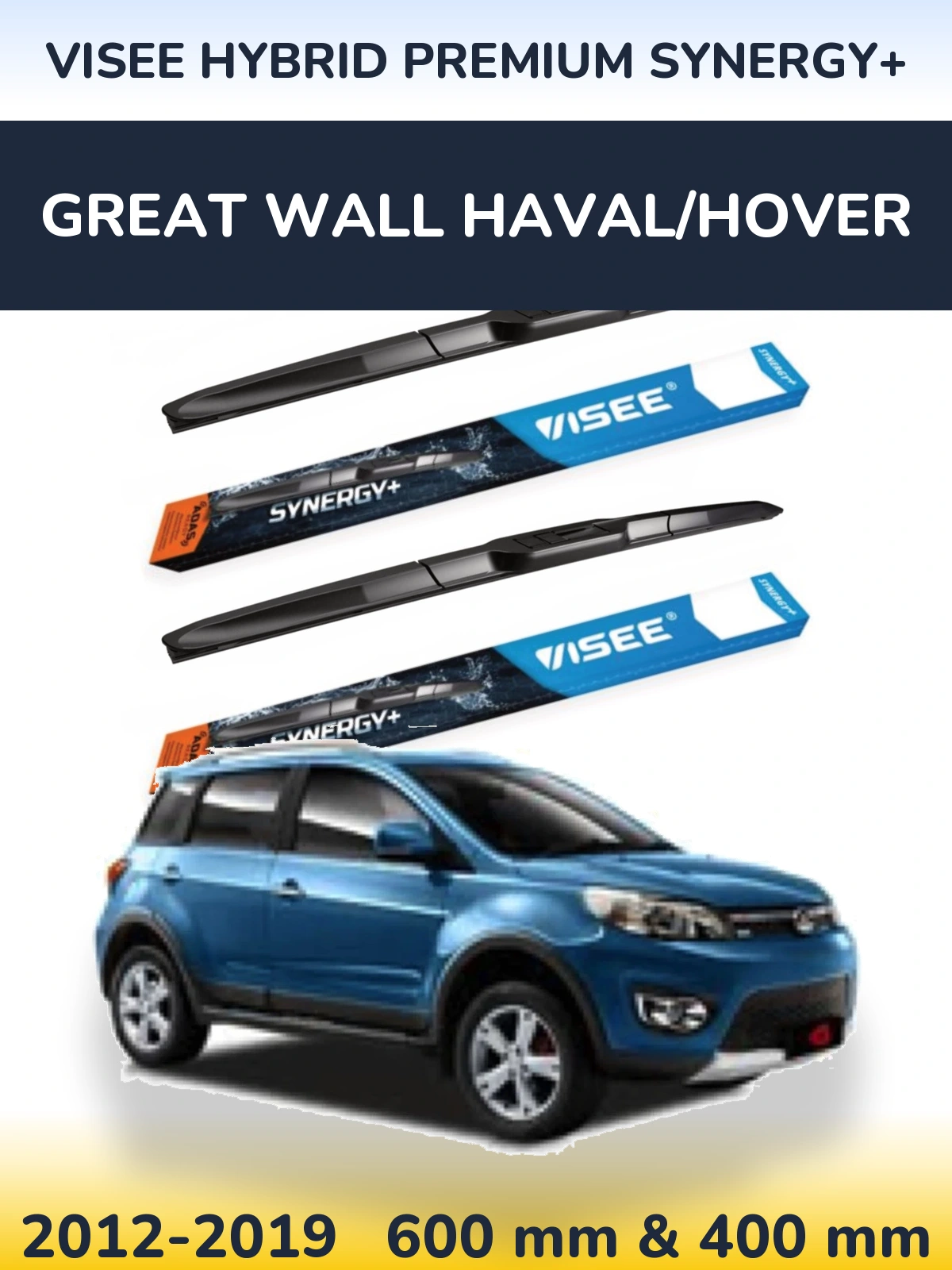 Комплект передніх щіток VISEE HYBRID PREMIUM SYNERGY+ 600 & 400 мм для Great Wall Haval/Hover 2012-2019