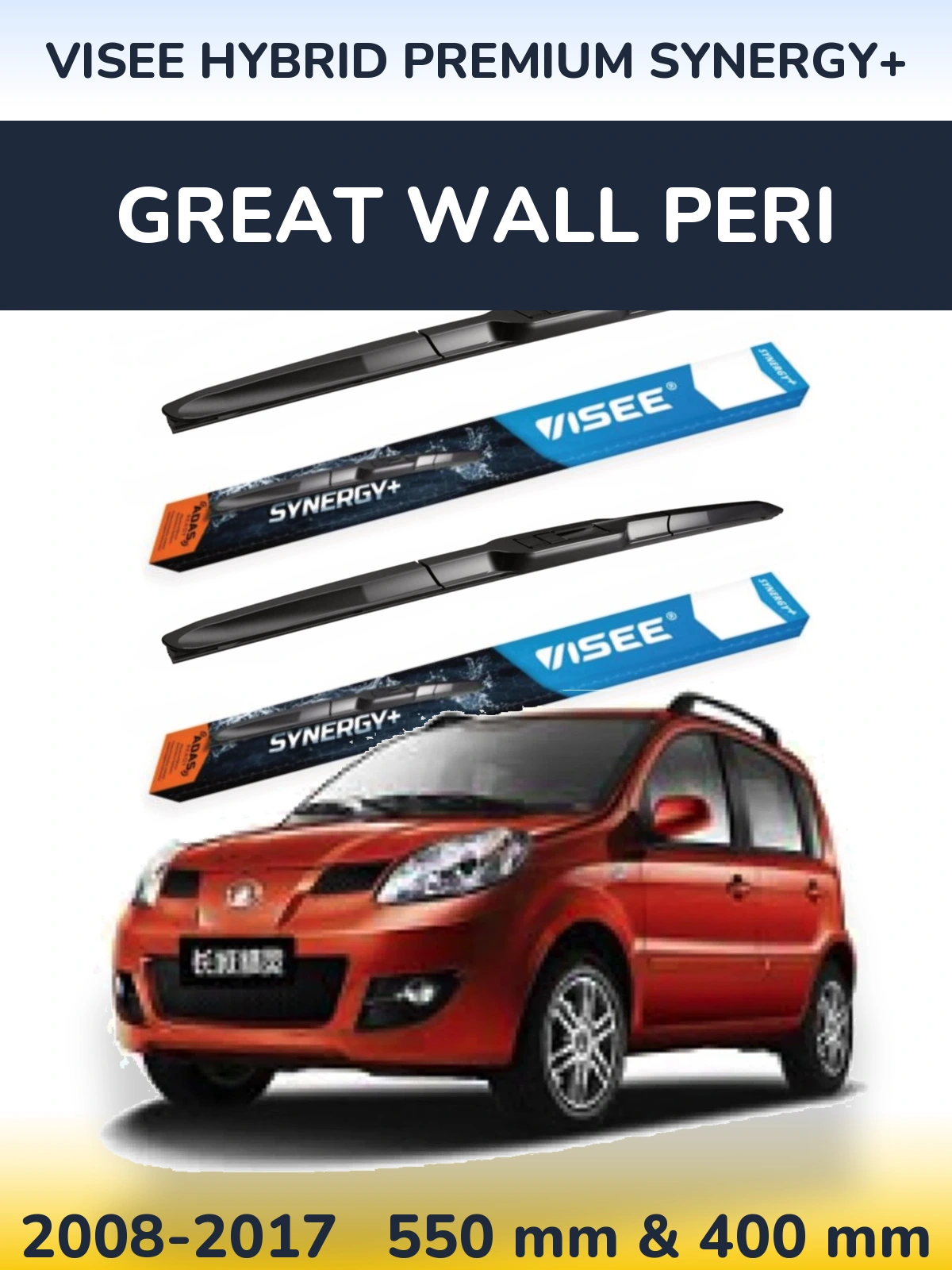 Комплект передних дворников VISEE HYBRID PREMIUM SYNERGY+ 550 & 400 мм для Great Wall Peri 2008-2017