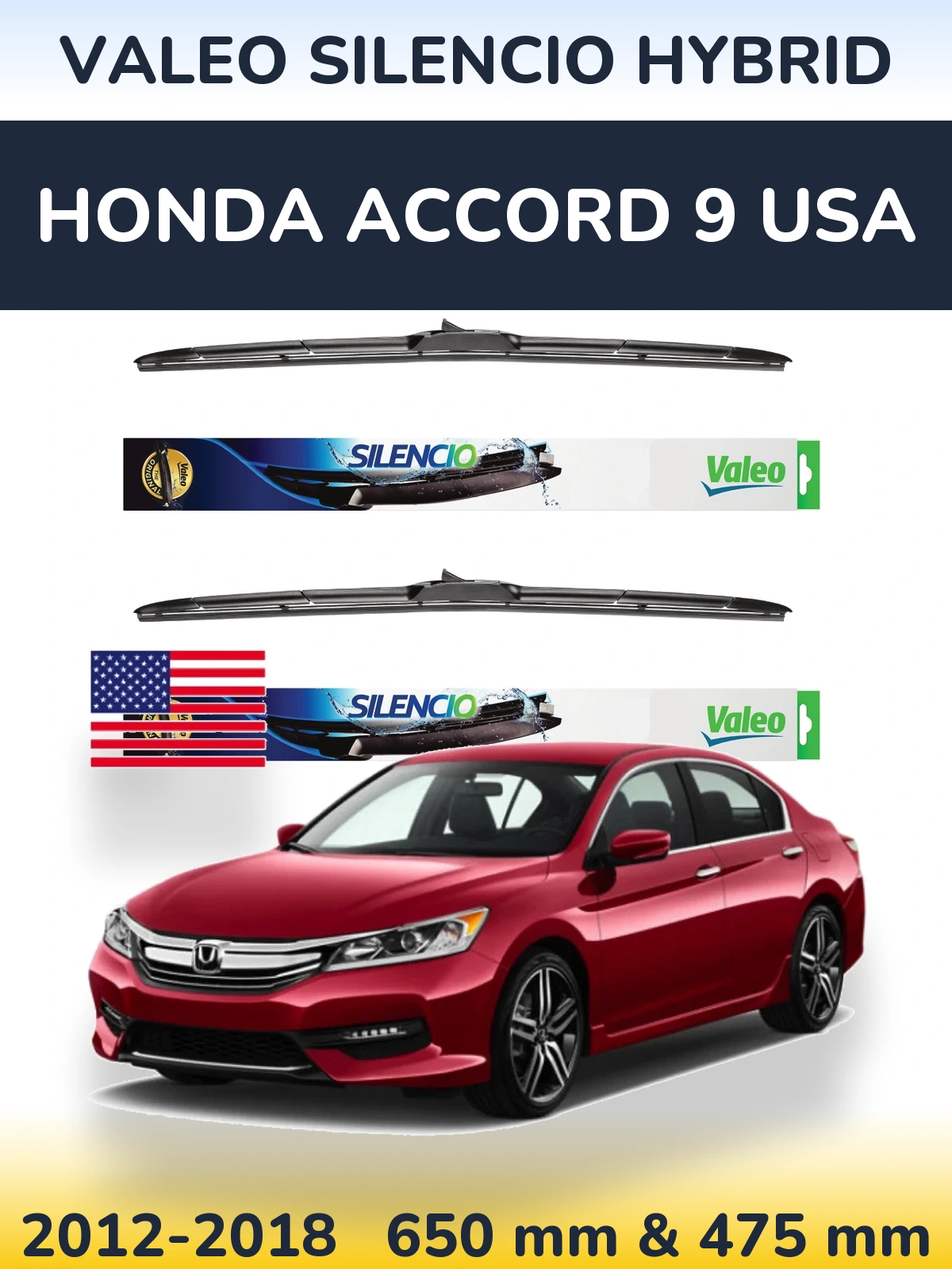 Ștergătoare Valeo Silencio Hybrid pentru Honda Accord 9 USA