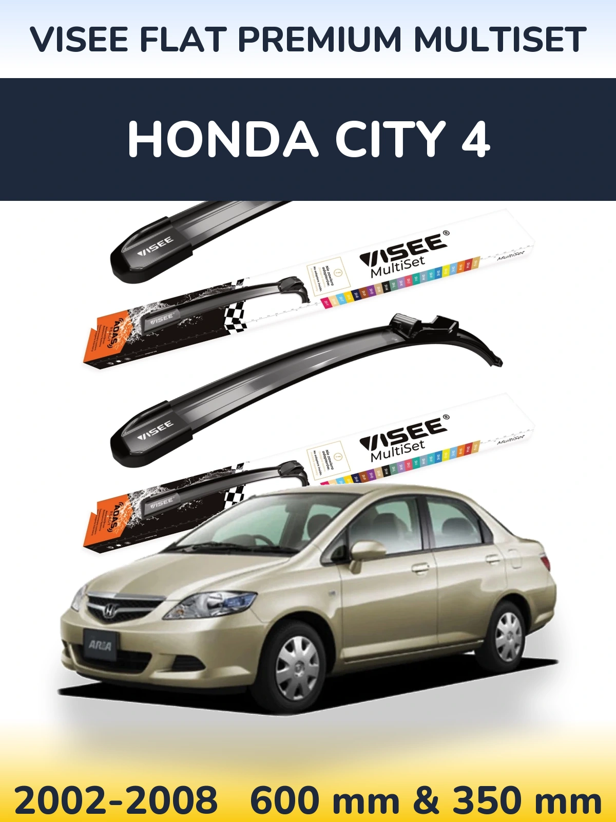 Ștergătoare VISEE FLAT PREMIUM MultiSet pentru Honda City 4