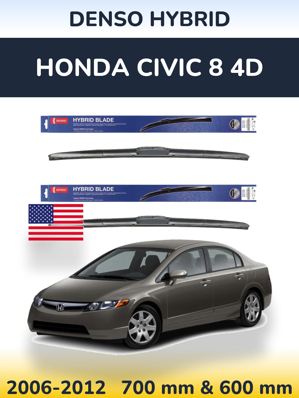 Ștergătoare Denso Hybrid pentru Honda Civic 8 4D