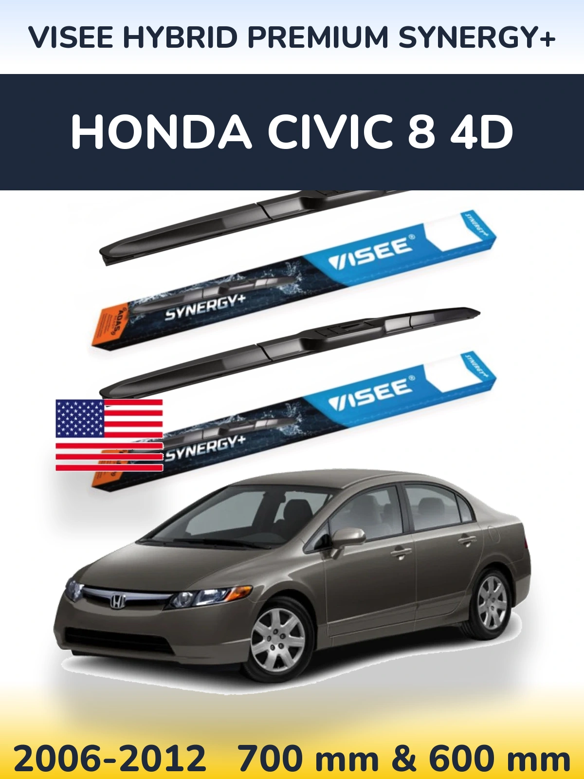 Ștergătoare VISEE HYBRID PREMIUM SYNERGY+ pentru Honda Civic 8 4D