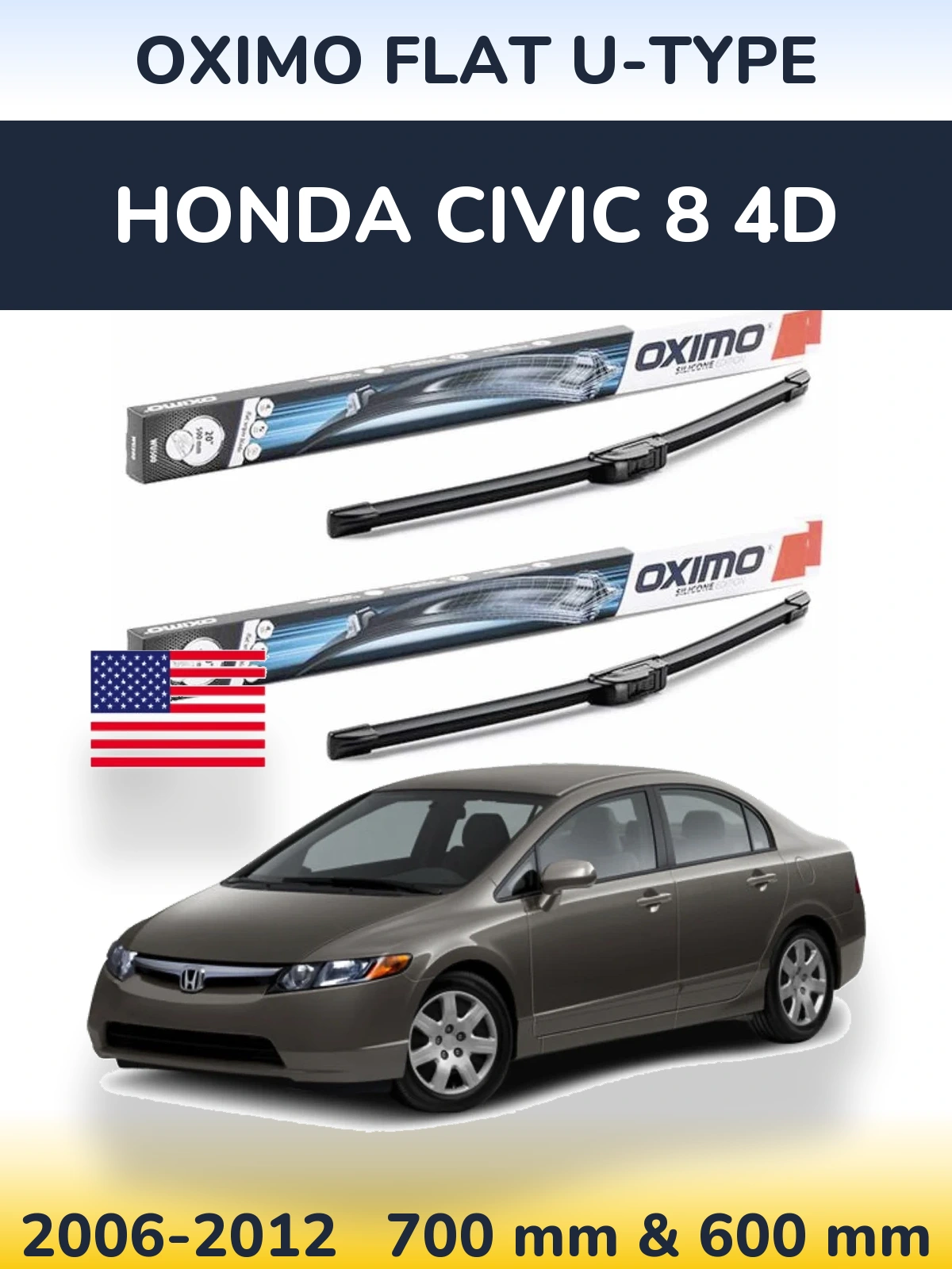 Ștergătoare Oximo Flat U-type pentru Honda Civic 8 4D