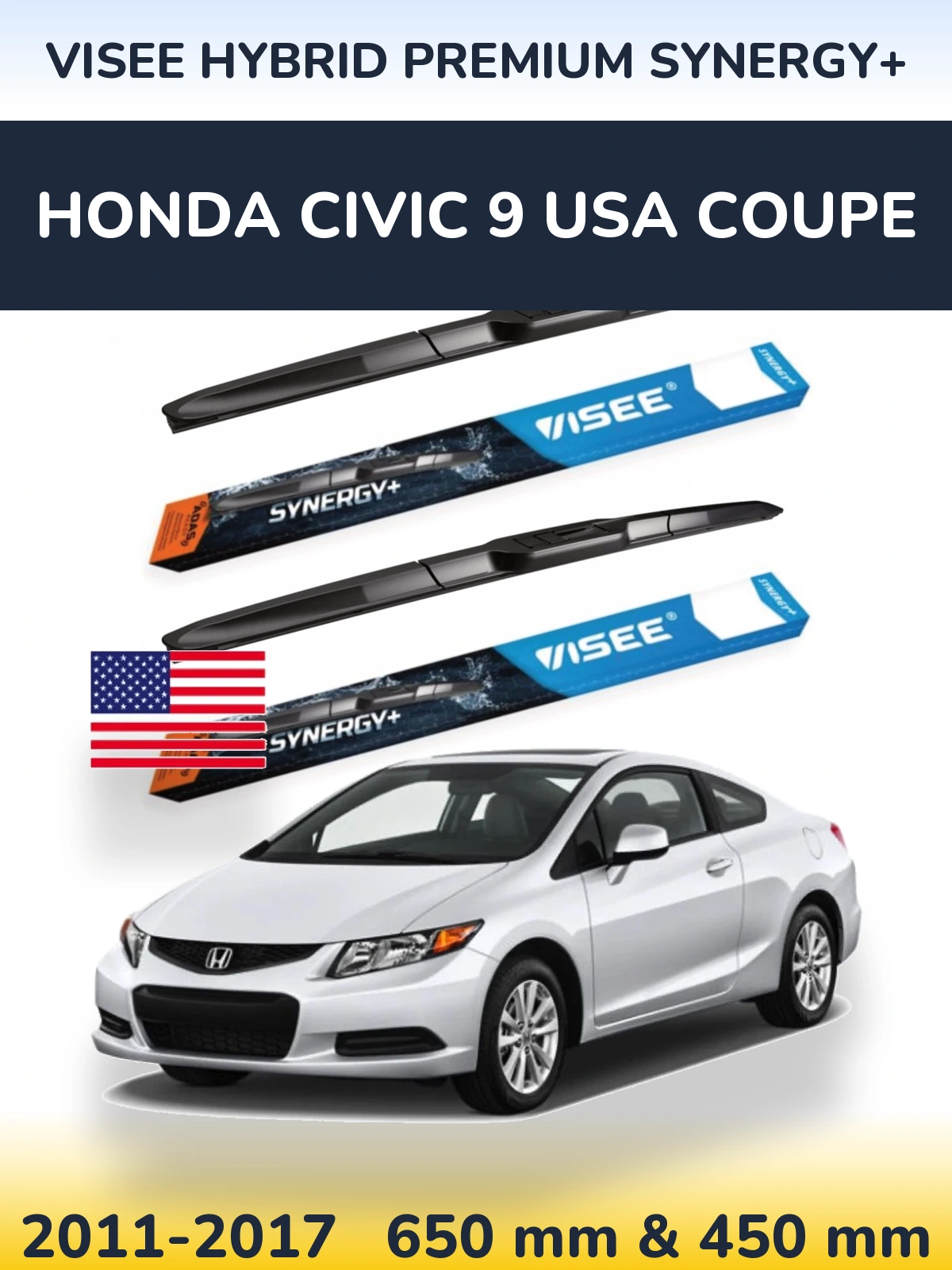 Ștergătoare VISEE HYBRID PREMIUM SYNERGY+ pentru Honda Civic 9 USA coupe