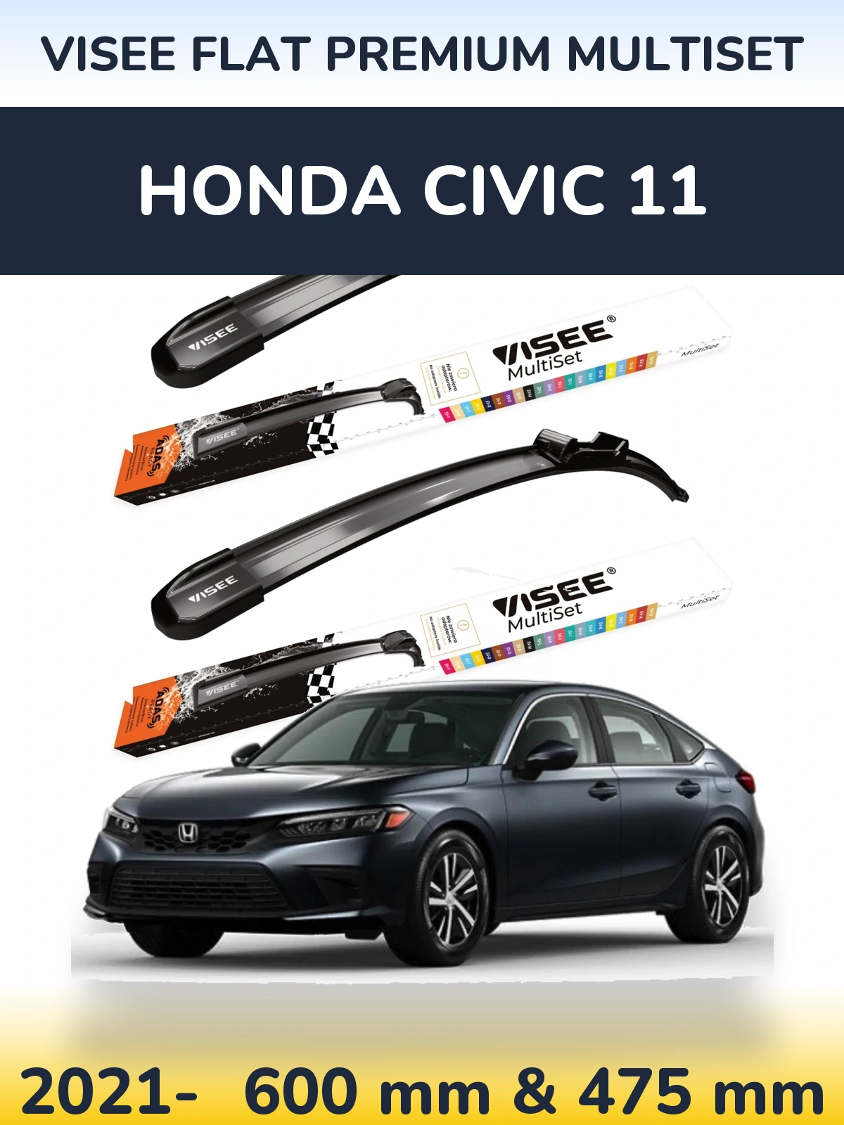 Ștergătoare VISEE FLAT PREMIUM MultiSet pentru Honda Civic 11