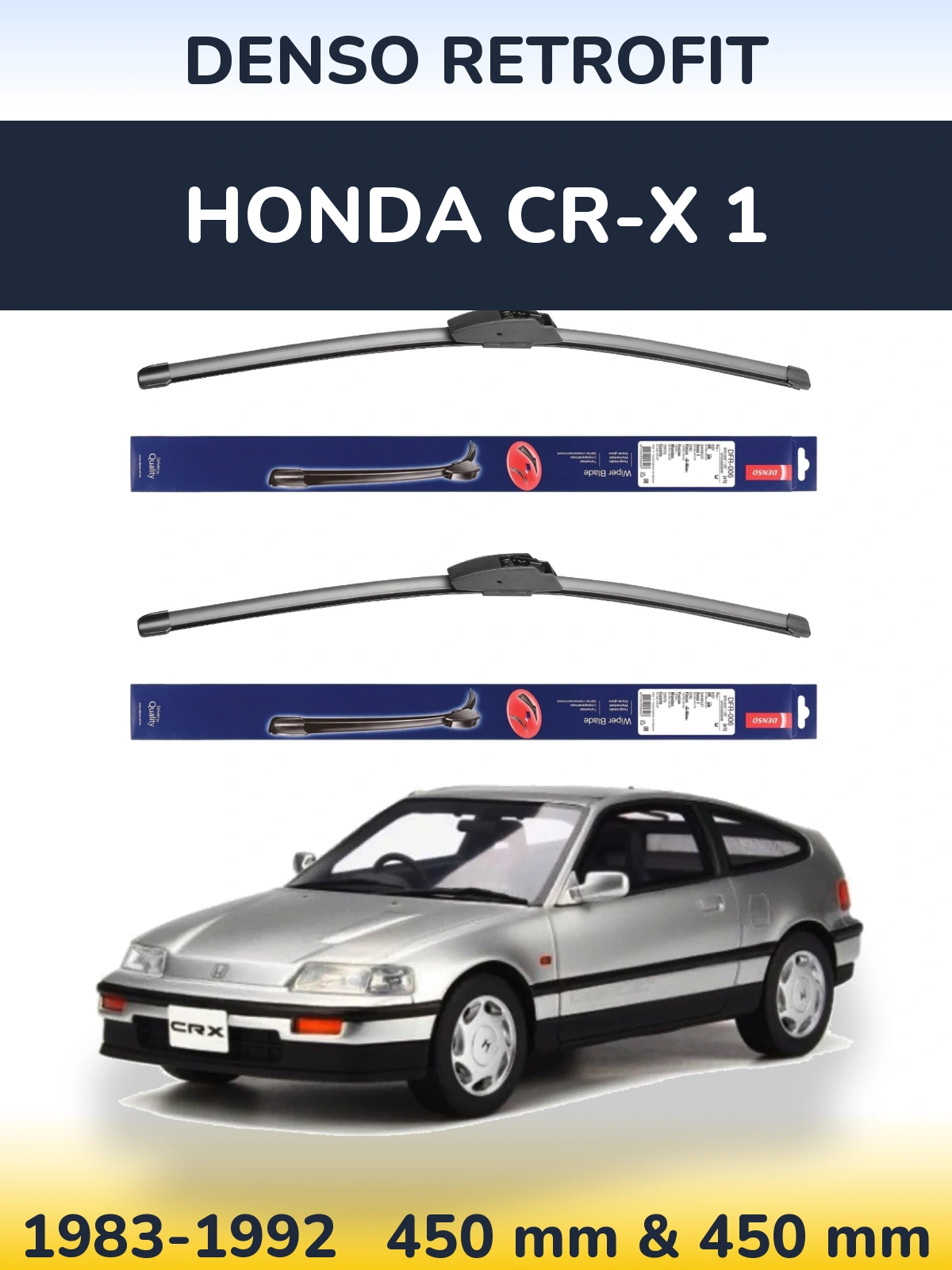 Комплект передних дворников Denso Retrofit 450 & 450 мм для Honda CR-X 1 1983-1992