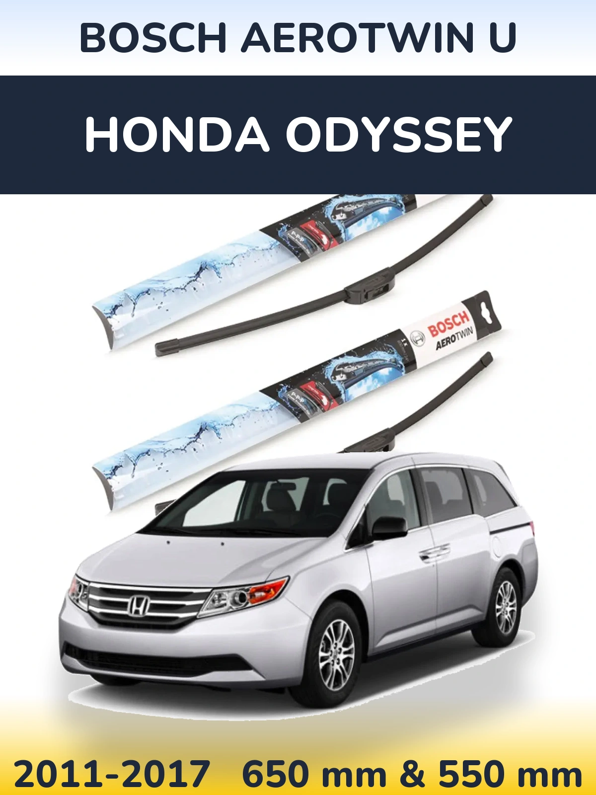 Комплект передних дворников BOSCH AeroTwin U 650 & 550 мм для Honda Odyssey 2011-2017