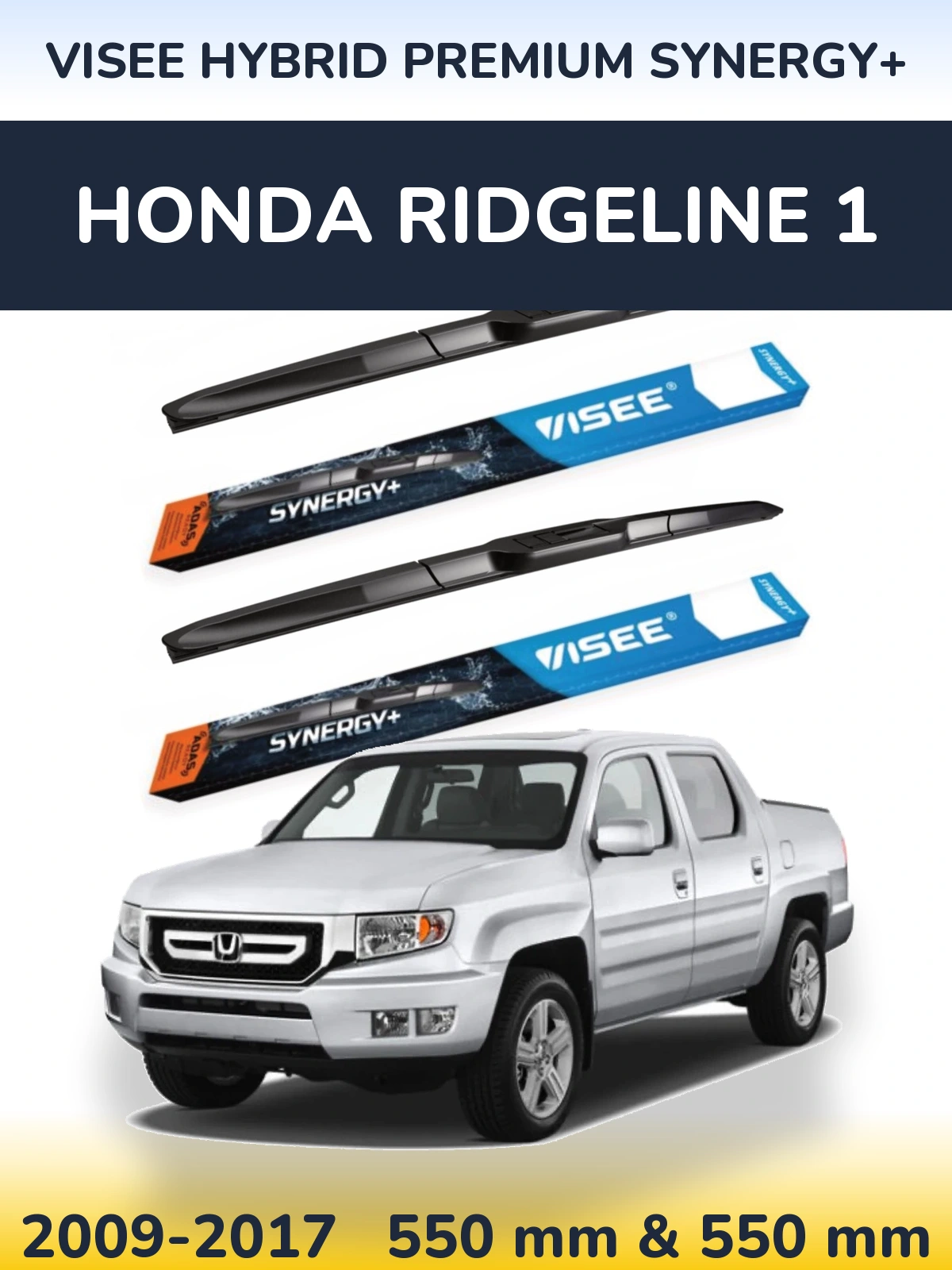 Комплект передних дворников VISEE HYBRID PREMIUM SYNERGY+ 550 & 550 мм для Honda Ridgeline 1 2009-2017
