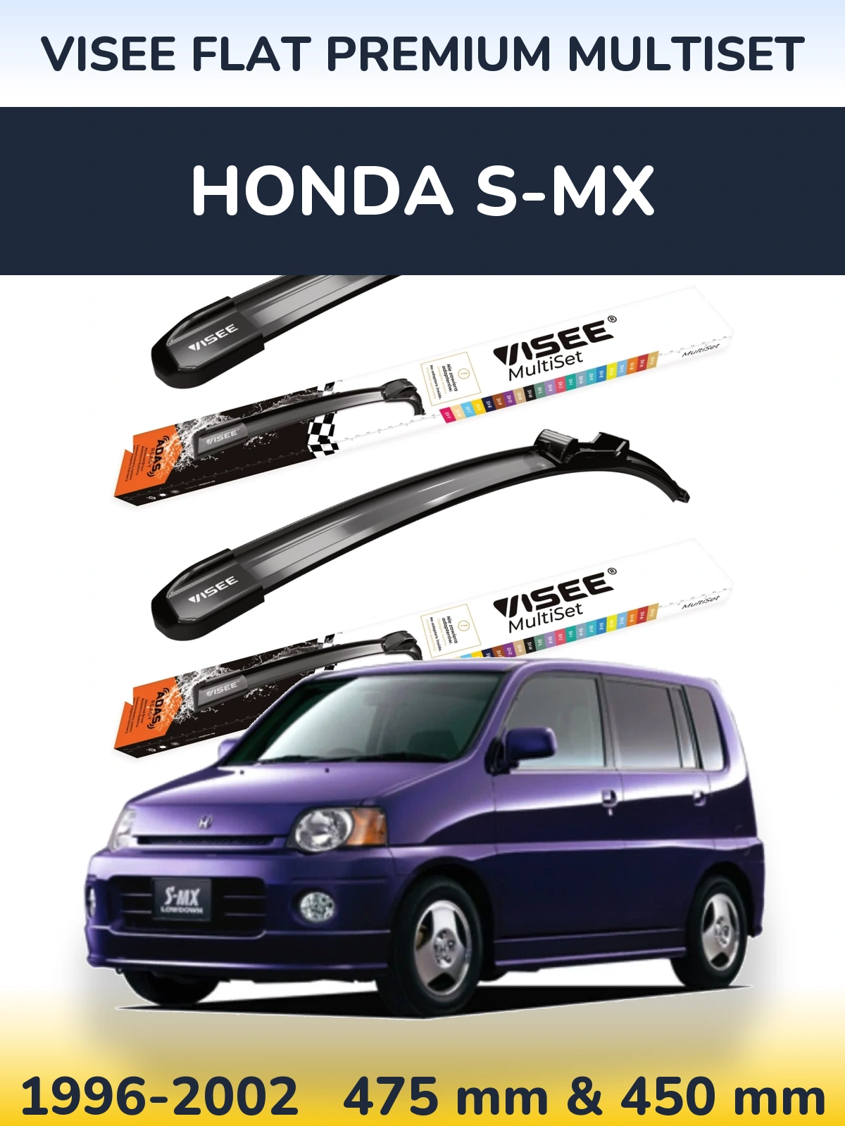 Ștergătoare VISEE FLAT PREMIUM MultiSet pentru Honda S-MX