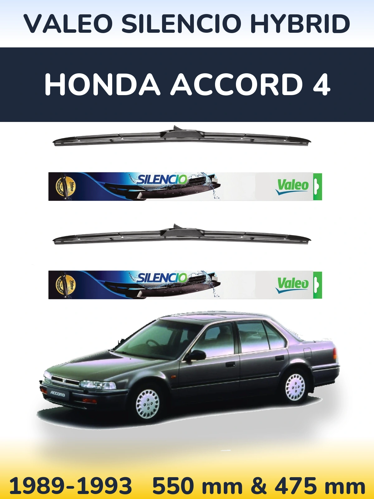 Комплект передних дворников Valeo Silencio Hybrid 550 & 475 мм для Honda Accord 4 1989-1993