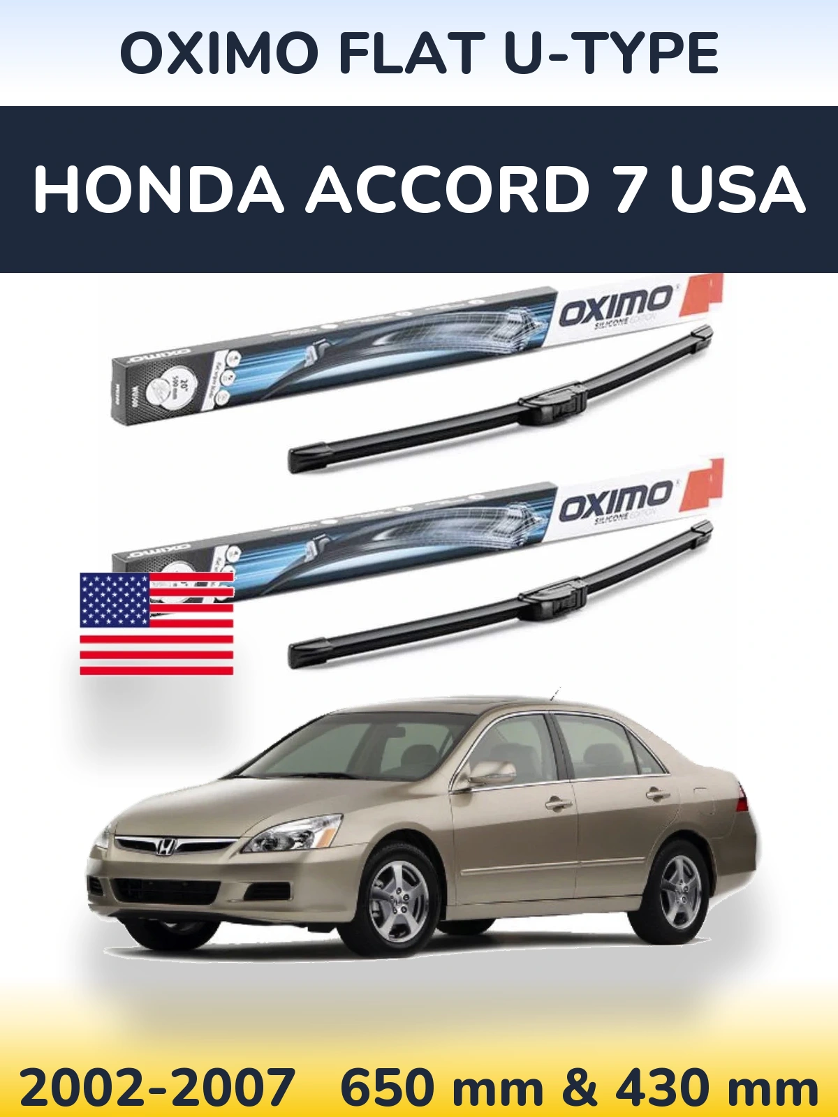 Ștergătoare Oximo Flat U-type pentru Honda Accord 7 USA