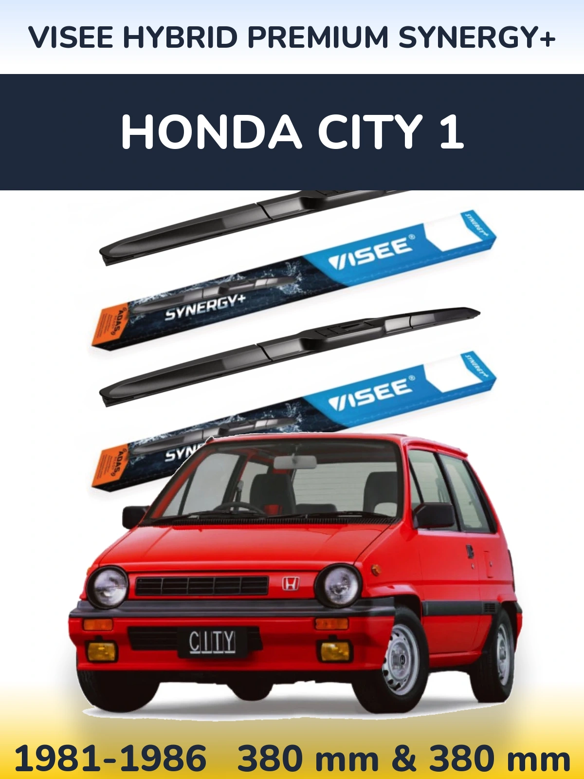 Комплект передних дворников VISEE HYBRID PREMIUM SYNERGY+ 380 & 380 мм для Honda City 1 1981-1986