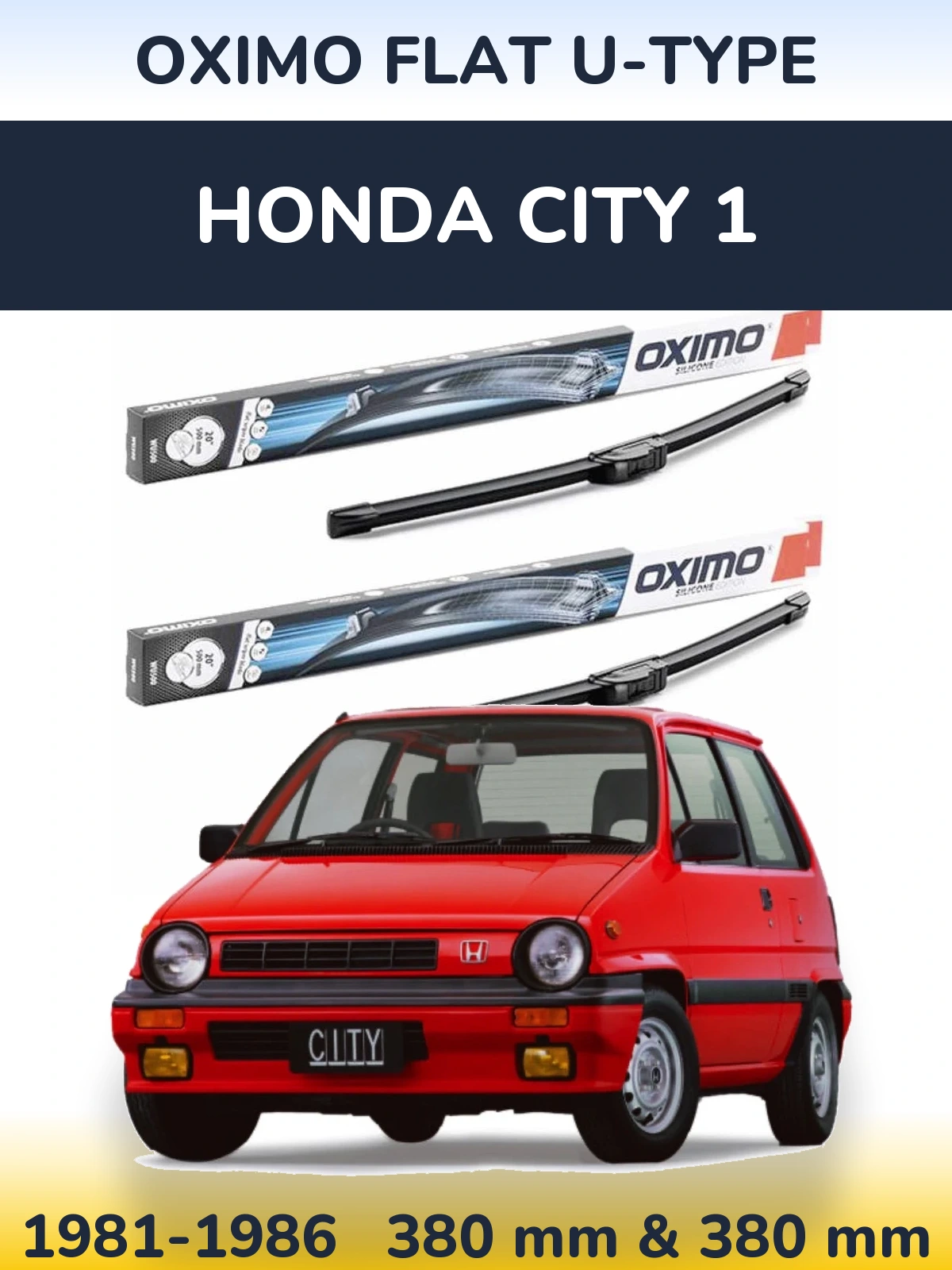 Комплект передних дворников Oximo Flat U-type 380 & 380 мм для Honda City 1 1981-1986