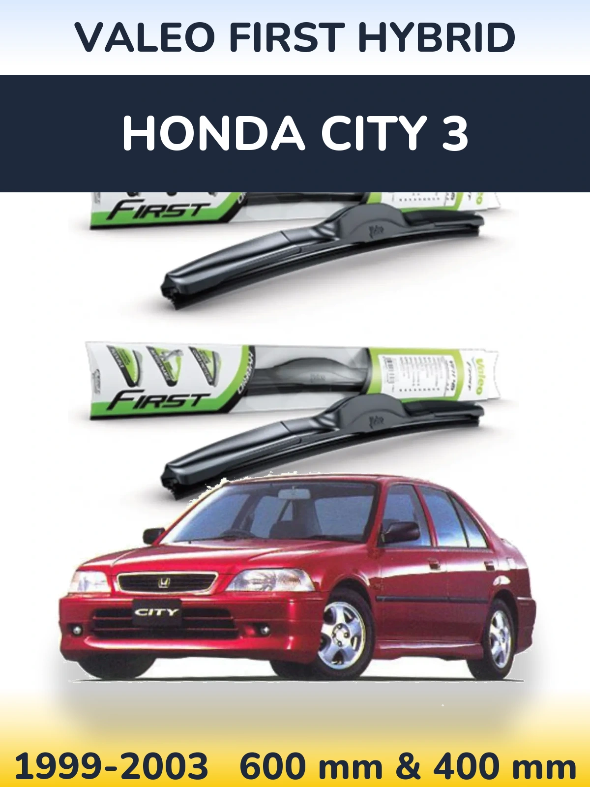 Комплект передних дворников Valeo First Hybrid 600 & 400 мм для Honda City 3 1999-2003