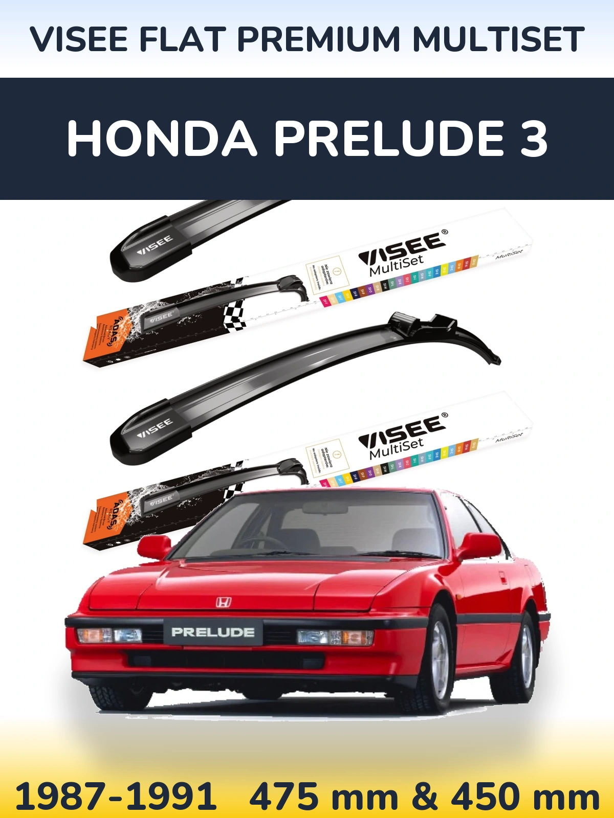 Ștergătoare VISEE FLAT PREMIUM MultiSet pentru Honda Prelude 3
