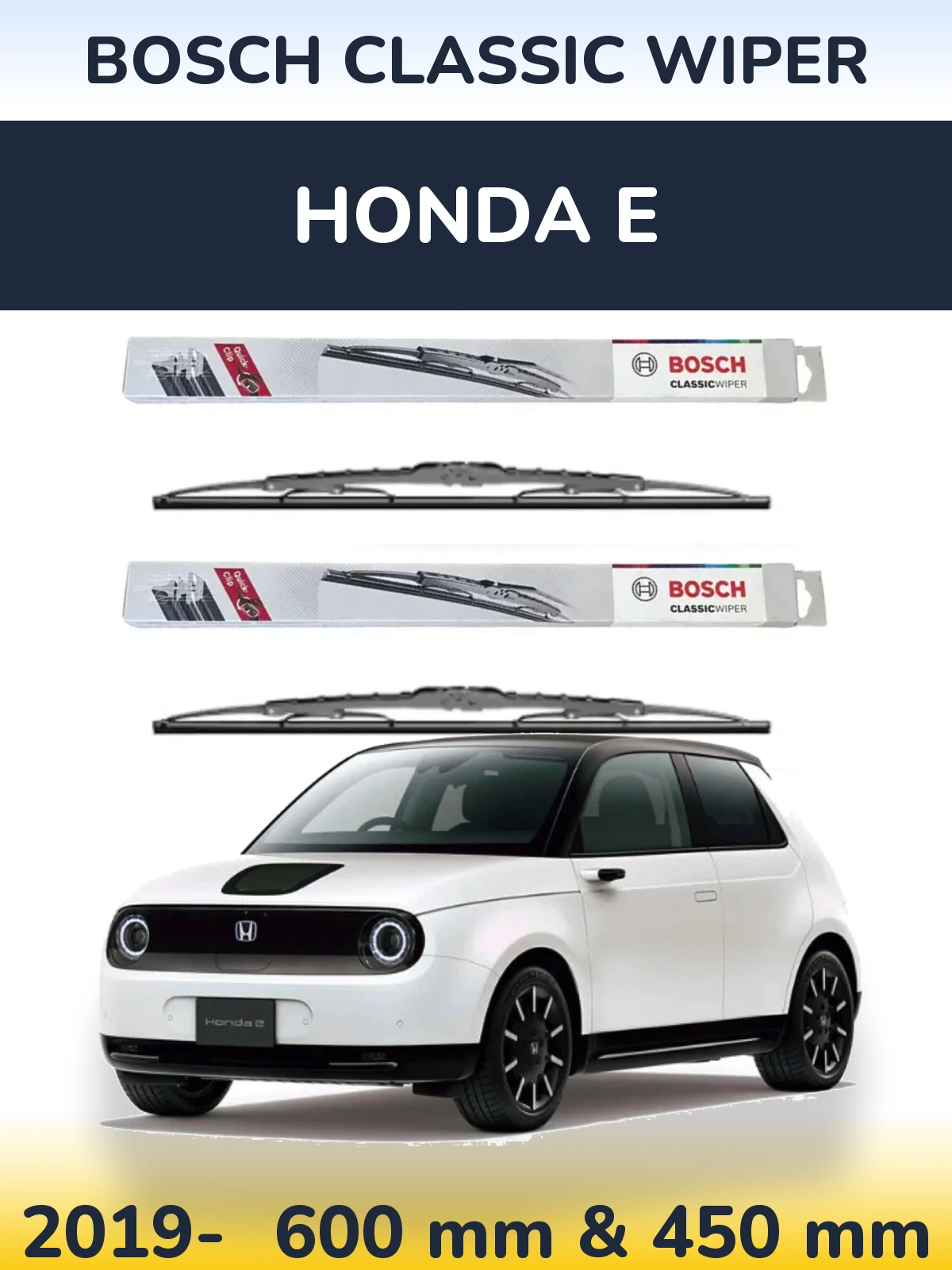 Комплект передніх щіток BOSCH Classic Wiper 600 & 450 мм для Honda E 2019-2026