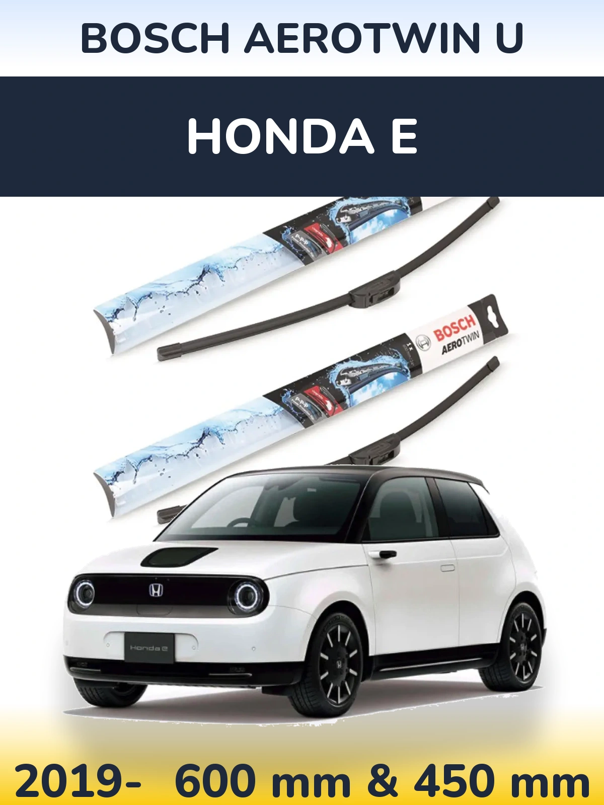 Комплект передних дворников BOSCH AeroTwin U 600 & 450 мм для Honda E 2019-2026