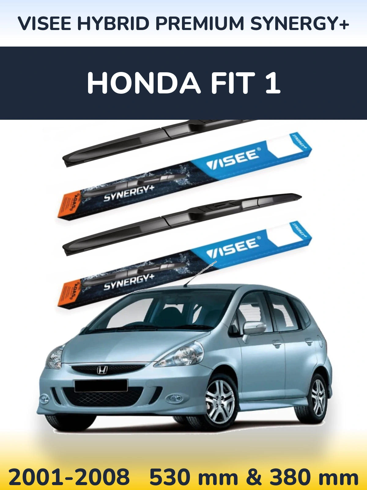 Комплект передних дворников VISEE HYBRID PREMIUM SYNERGY+ 530 & 380 мм для Honda Fit 1 2001-2008