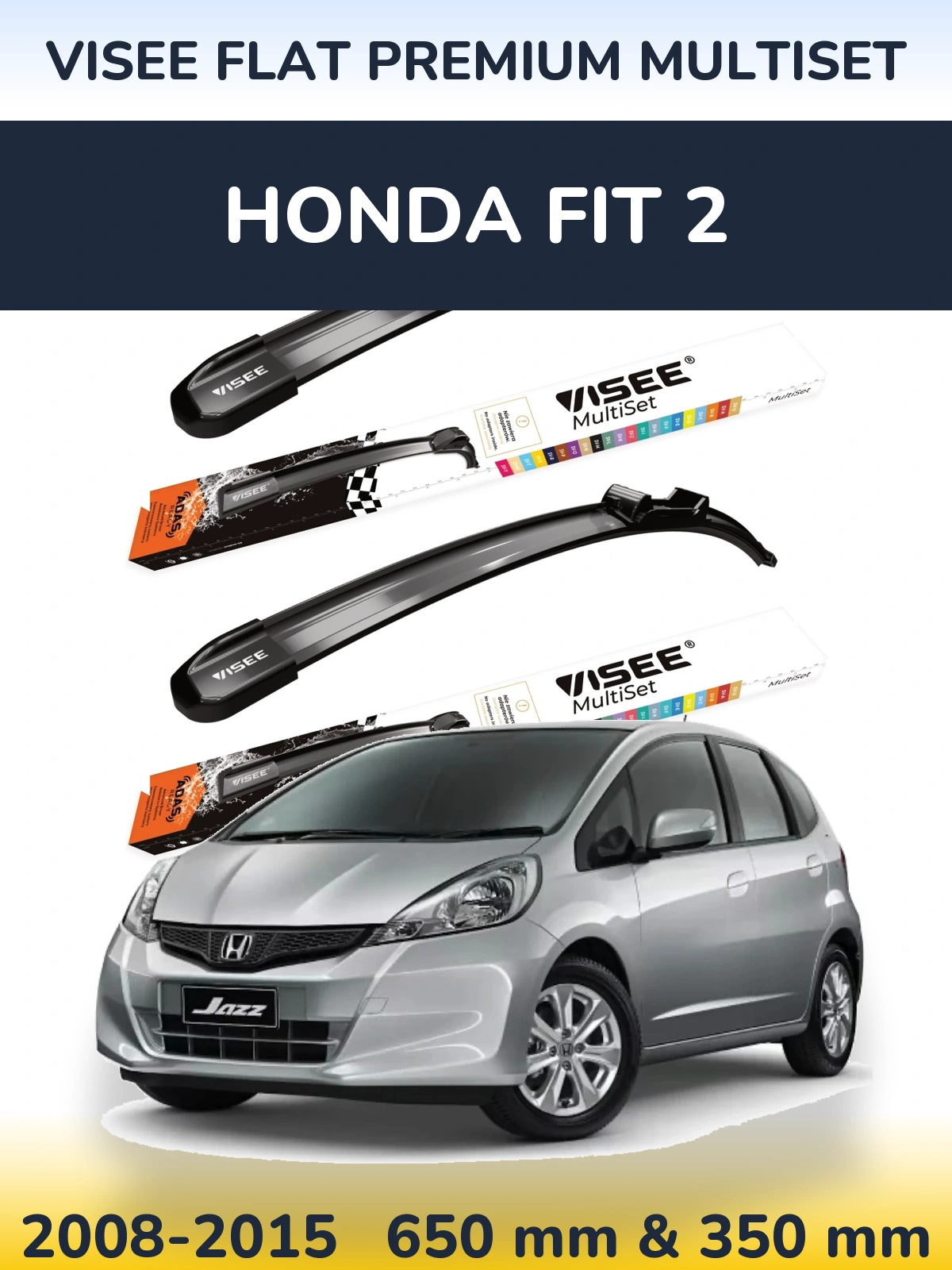 Комплект передних дворников VISEE FLAT PREMIUM MultiSet 650 & 350 мм для Honda Fit 2 2008-2015