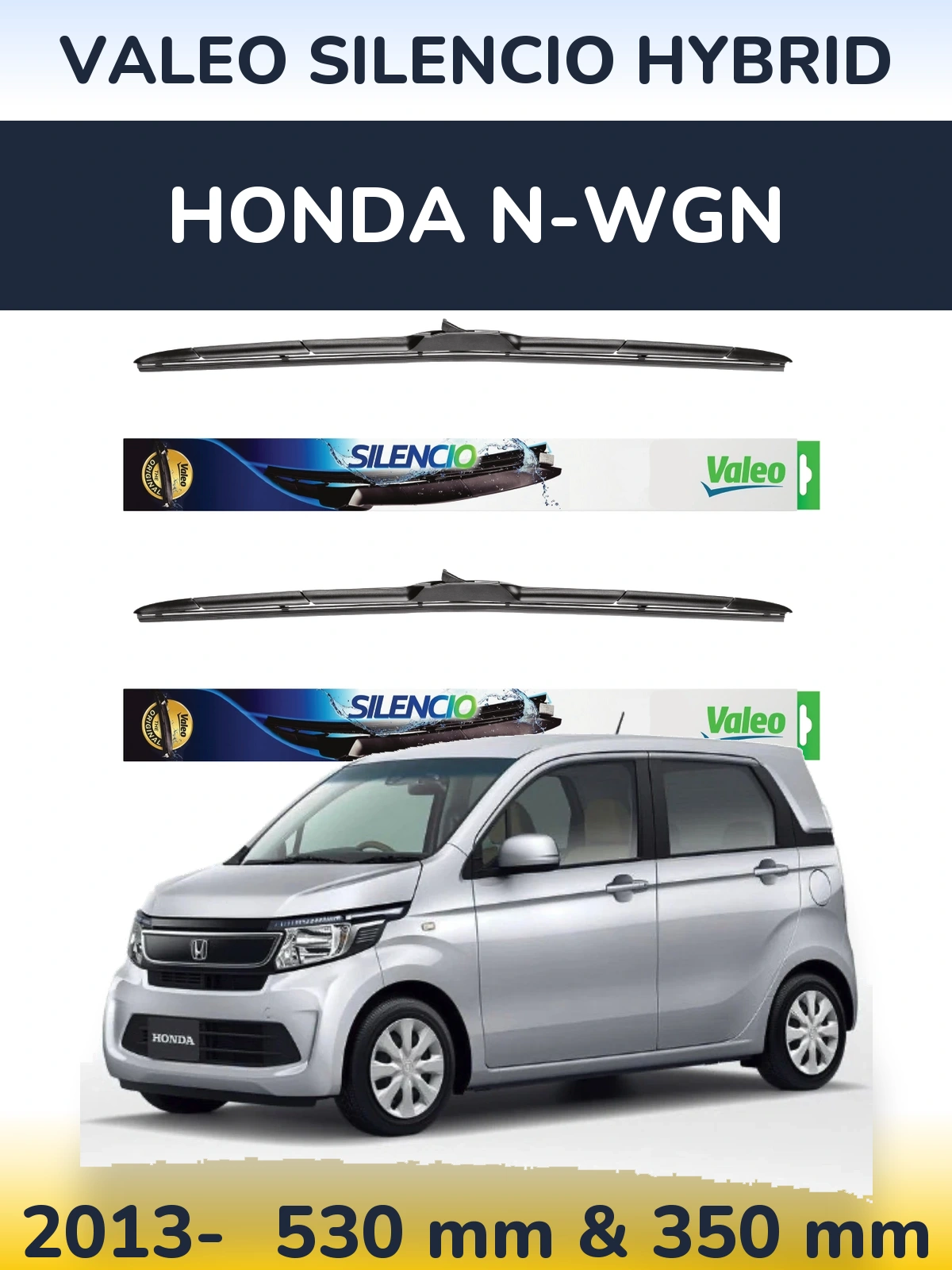 Комплект передних дворников Valeo Silencio Hybrid 530 & 350 мм для Honda N-wgn 2013-2026
