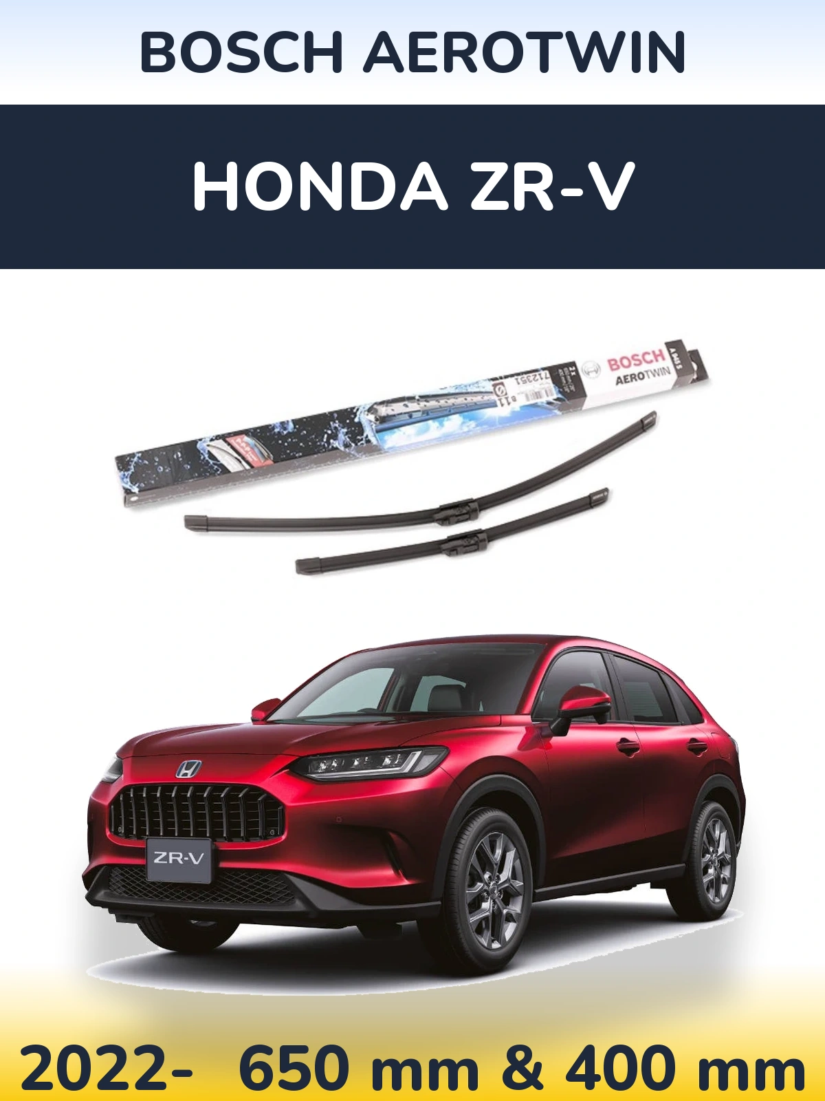 Комплект передних дворников BOSCH AeroTwin 650 & 400 мм для Honda ZR-V 2022-2026