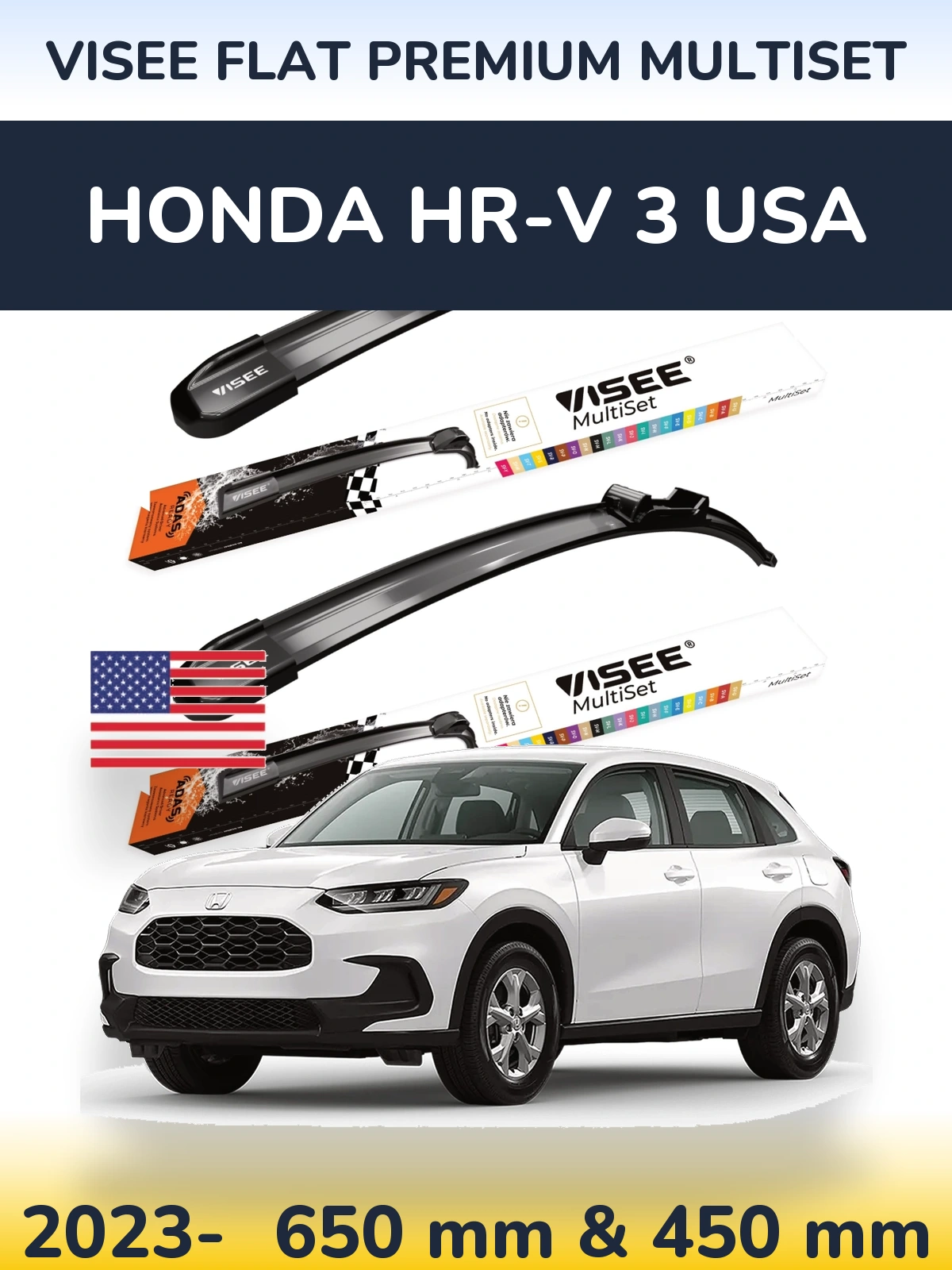 Ștergătoare VISEE FLAT PREMIUM MultiSet pentru Honda HR-V 3 USA