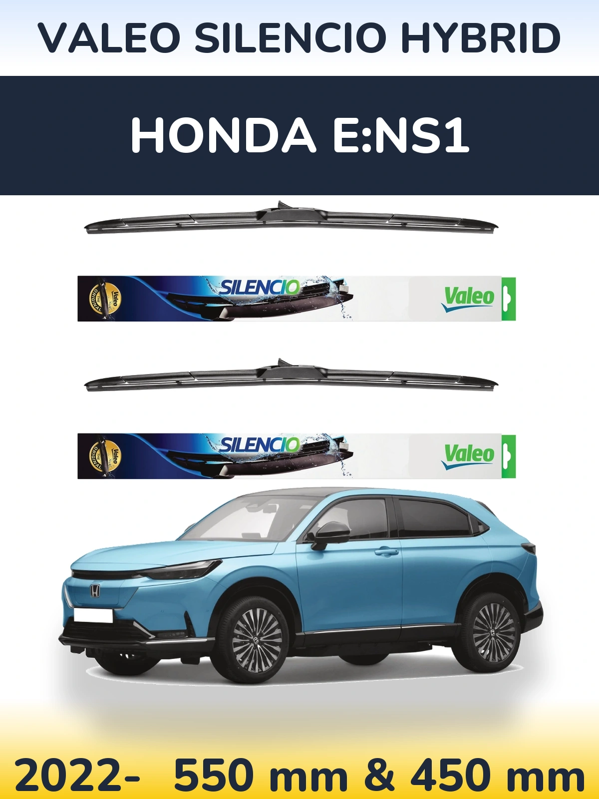 Комплект передних дворников Valeo Silencio Hybrid 550 & 450 мм для Honda e:NS1 2022-2026