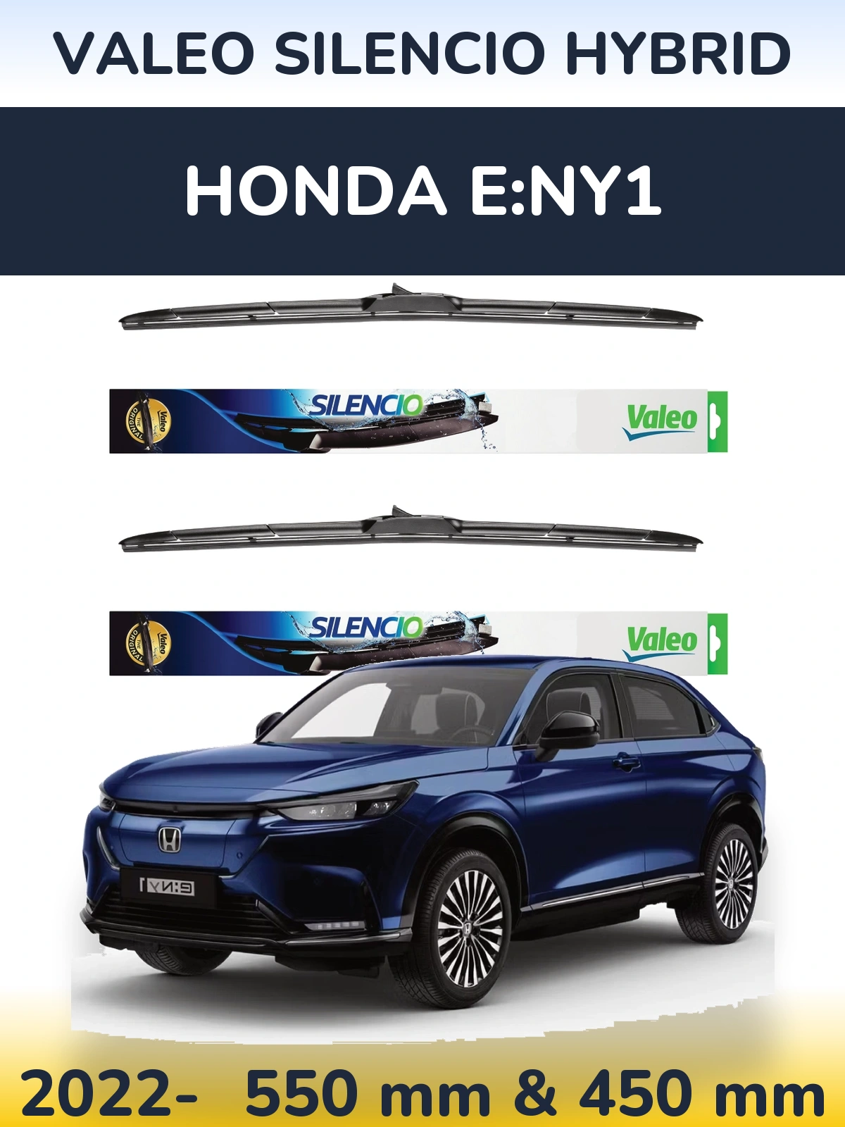 Комплект передних дворников Valeo Silencio Hybrid 550 & 450 мм для Honda e:Ny1 2022-2026