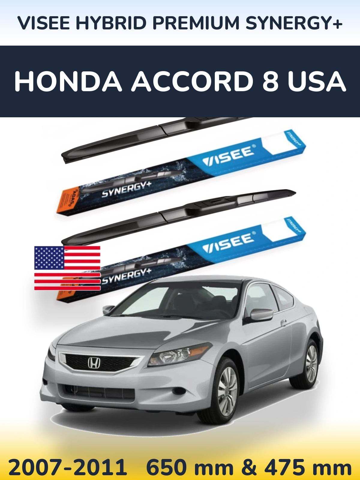 Ștergătoare VISEE HYBRID PREMIUM SYNERGY+ pentru Honda Accord 8 USA