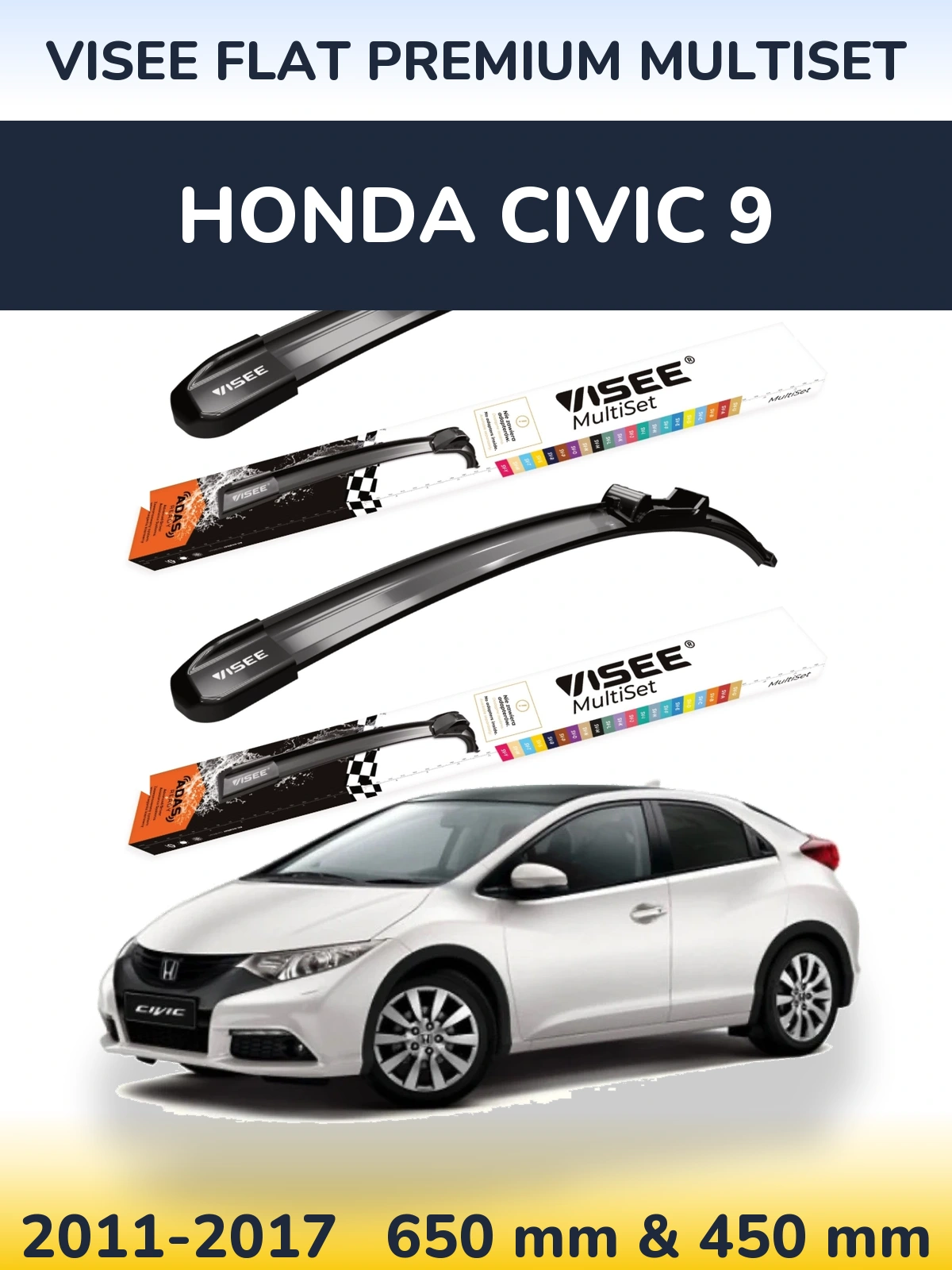 Ștergătoare VISEE FLAT PREMIUM MultiSet pentru Honda Civic 9