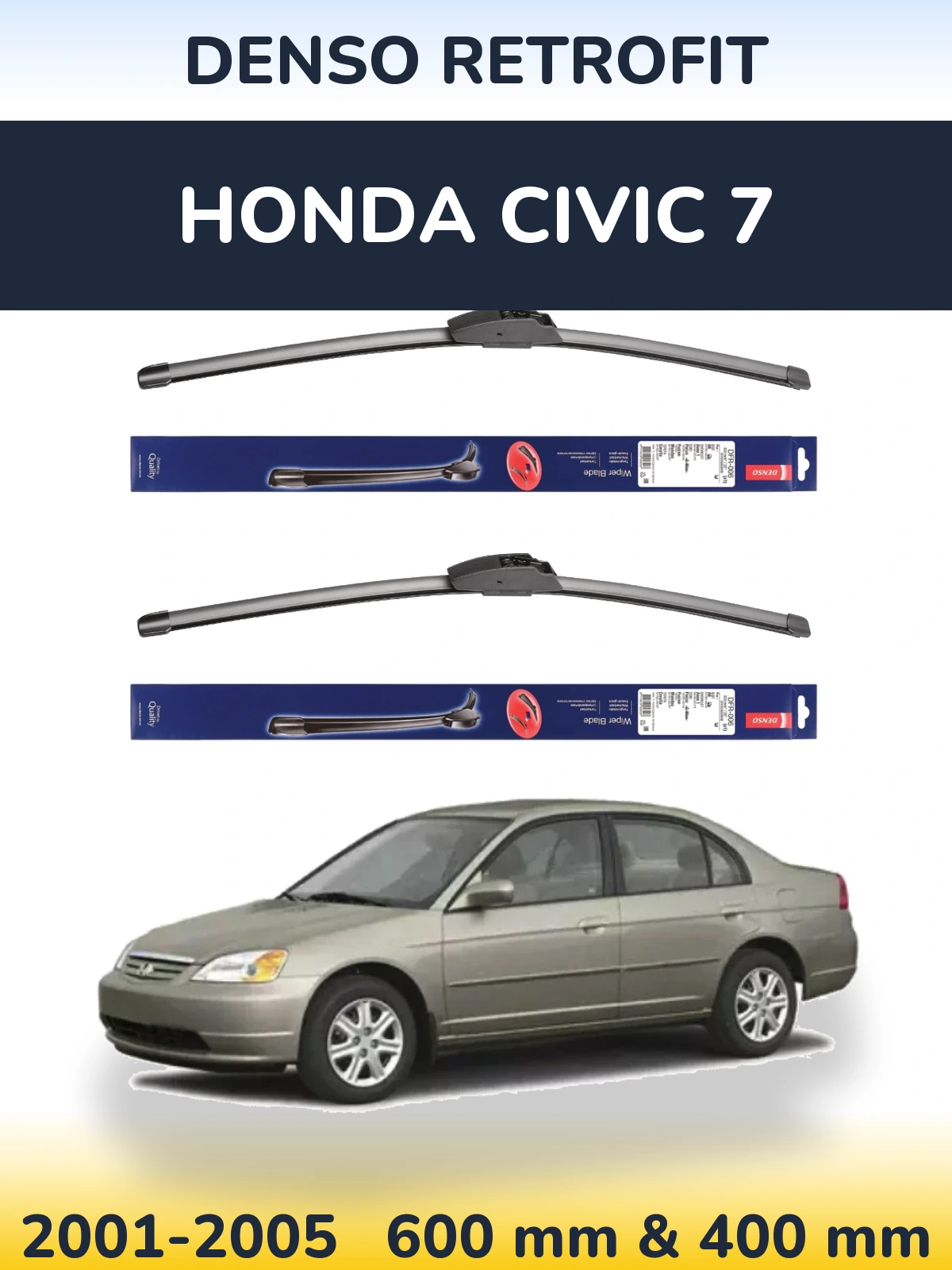Комплект передних дворников Denso Retrofit 600 & 400 мм для Honda Civic 7 2001-2005