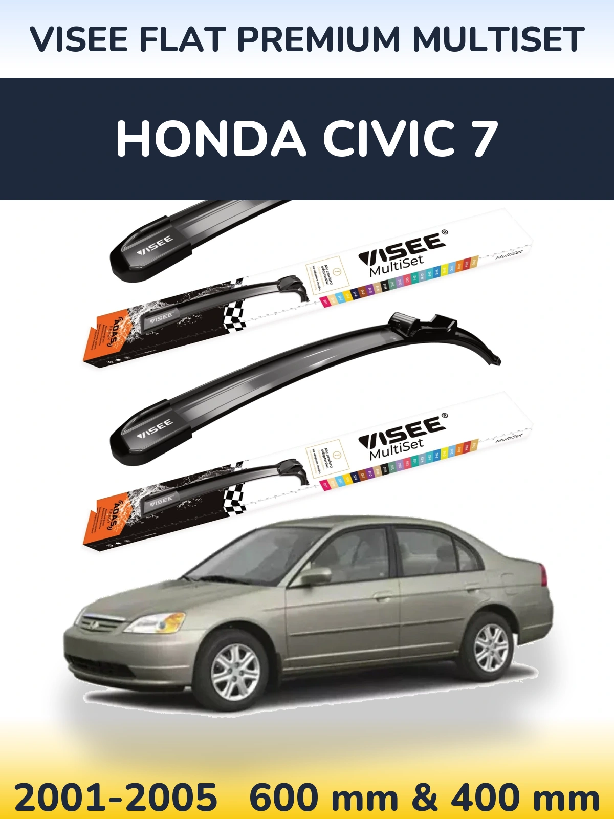 Ștergătoare VISEE FLAT PREMIUM MultiSet pentru Honda Civic 7
