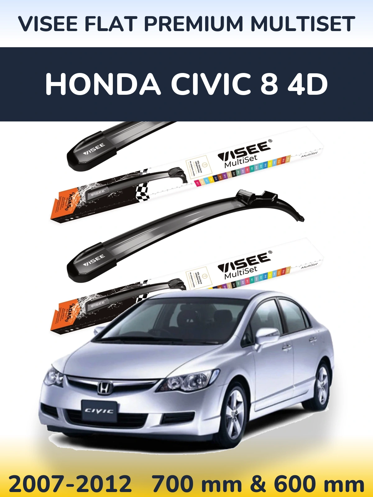 Ștergătoare VISEE FLAT PREMIUM MultiSet pentru Honda Civic 8 4D