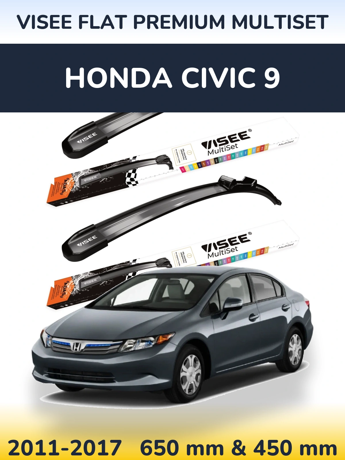 Ștergătoare VISEE FLAT PREMIUM MultiSet pentru Honda Civic 9