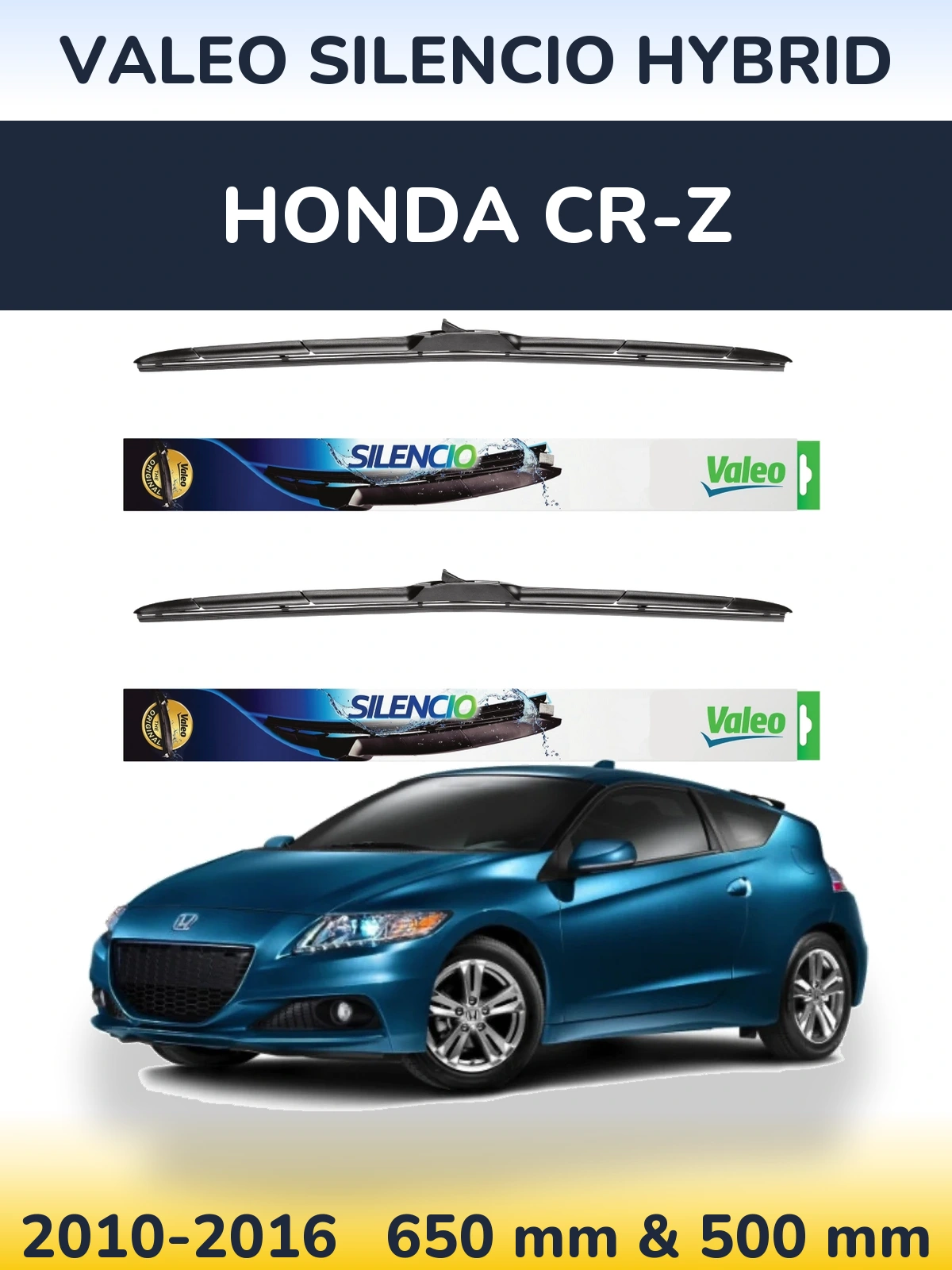 Комплект передних дворников Valeo Silencio Hybrid 650 & 500 мм для Honda CR-Z 2010-2016