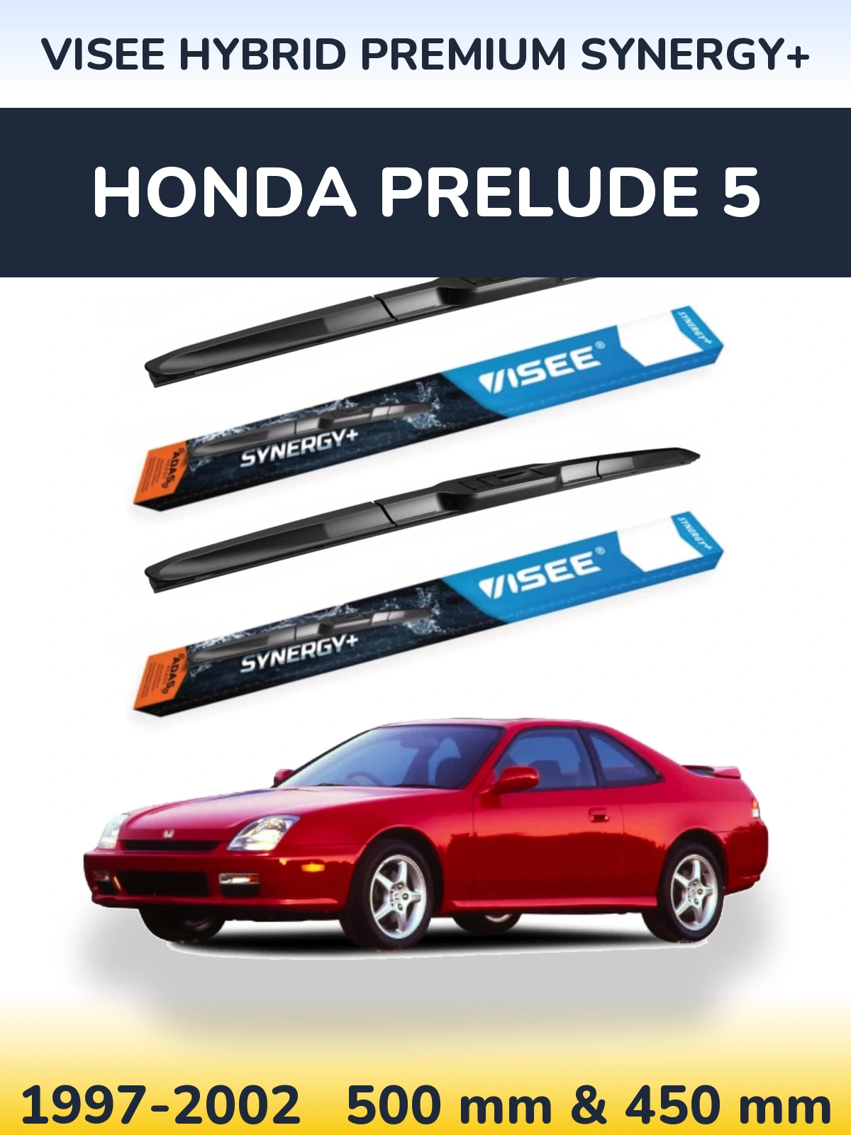 Комплект передних дворников VISEE HYBRID PREMIUM SYNERGY+ 500 & 450 мм для Honda Prelude 5 1997-2002