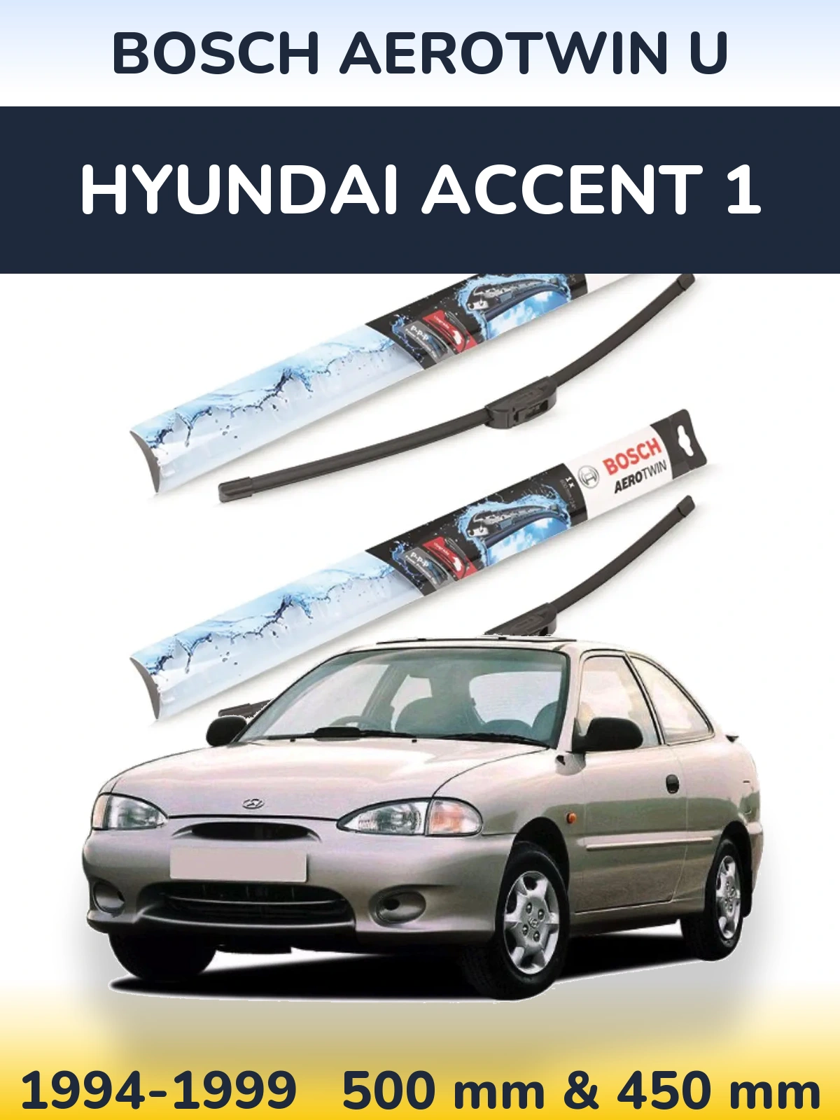 Ștergătoare BOSCH AeroTwin U pentru Hyundai Accent 1
