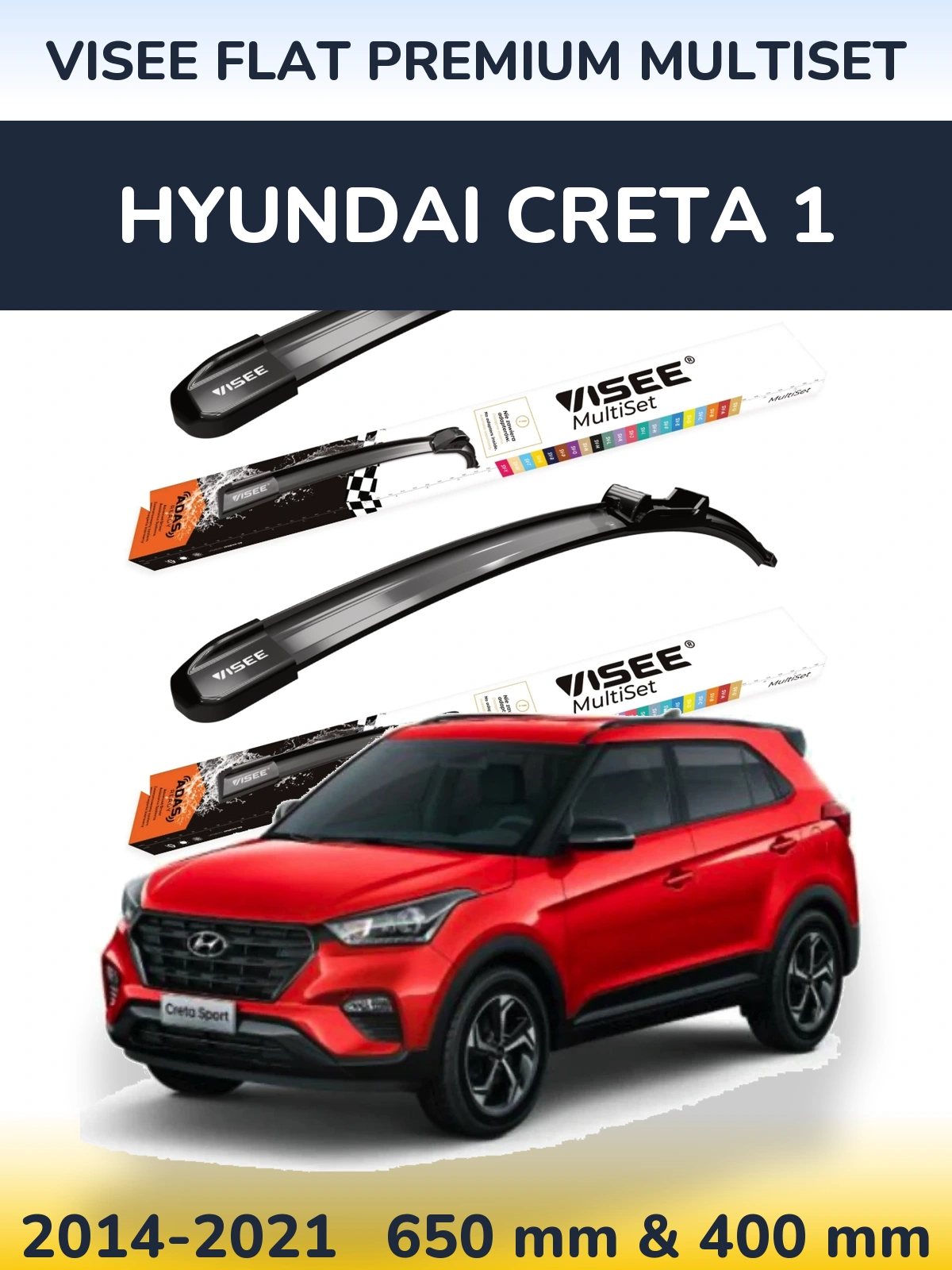Ștergătoare VISEE FLAT PREMIUM MultiSet pentru Hyundai Creta 1