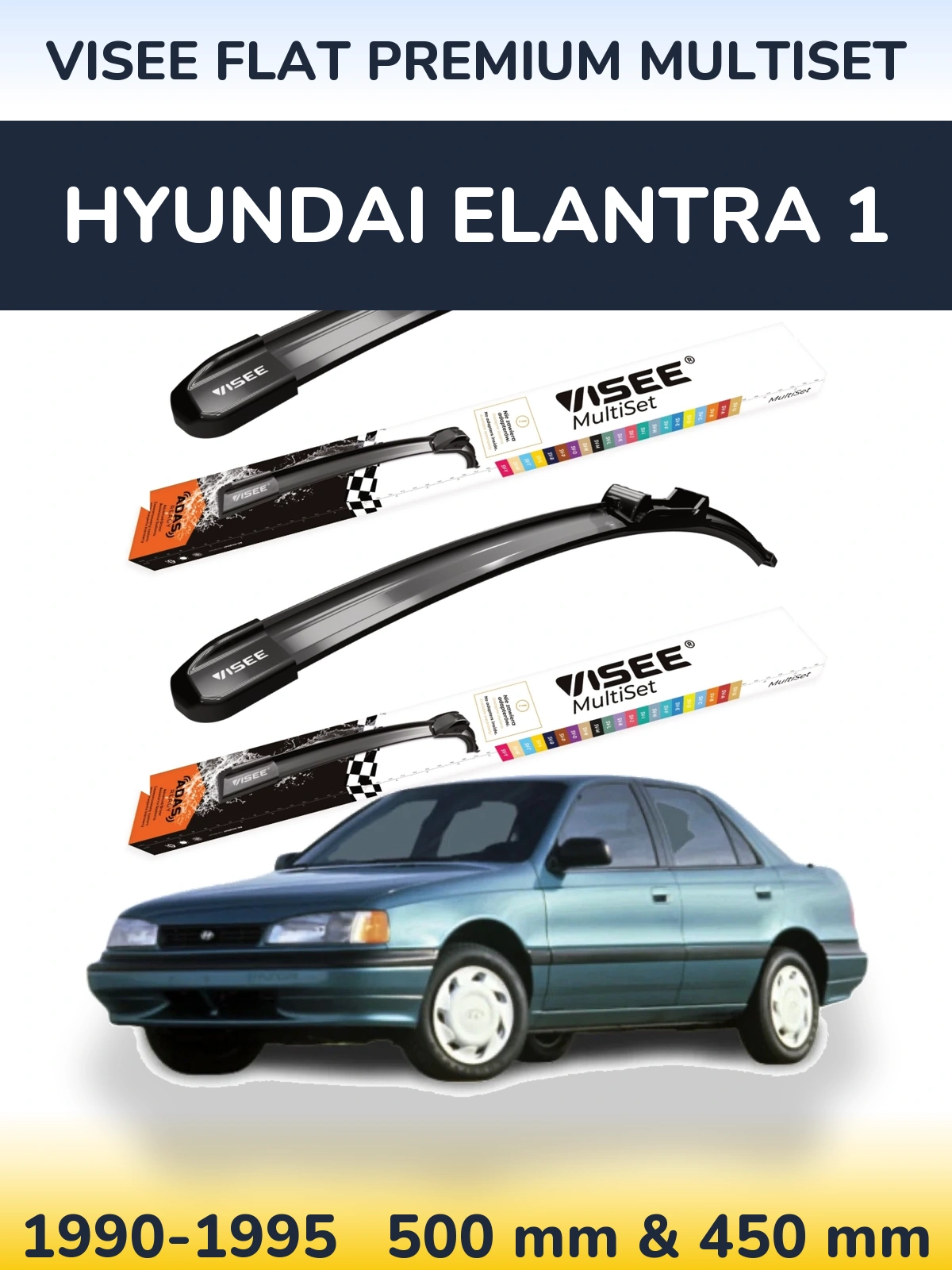 Ștergătoare VISEE FLAT PREMIUM MultiSet pentru Hyundai Elantra 1