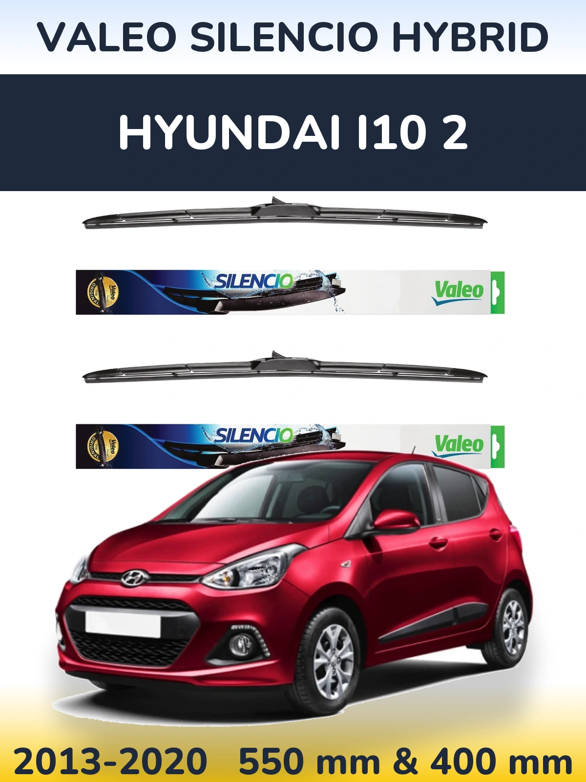 Комплект передних дворников Valeo Silencio Hybrid 550 & 400 мм для Hyundai i10 2 2013-2020