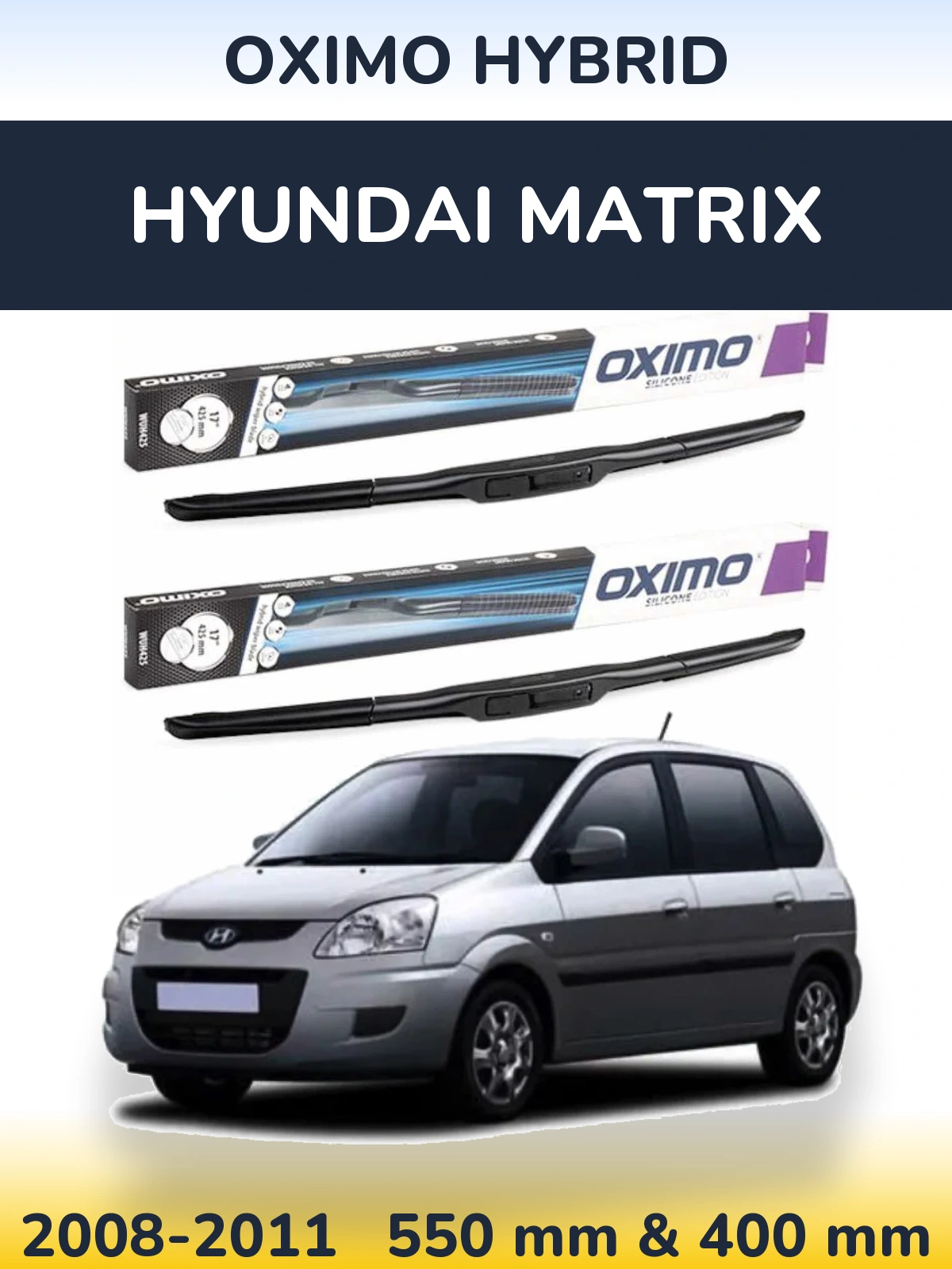 Комплект передних дворников Oximo Hybrid 550 & 400 мм для Hyundai Matrix 2008-2011