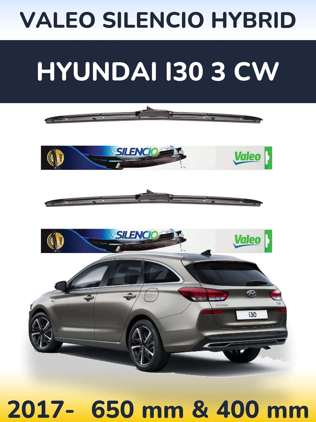 Ștergătoare Valeo Silencio Hybrid pentru Hyundai i30 3 CW