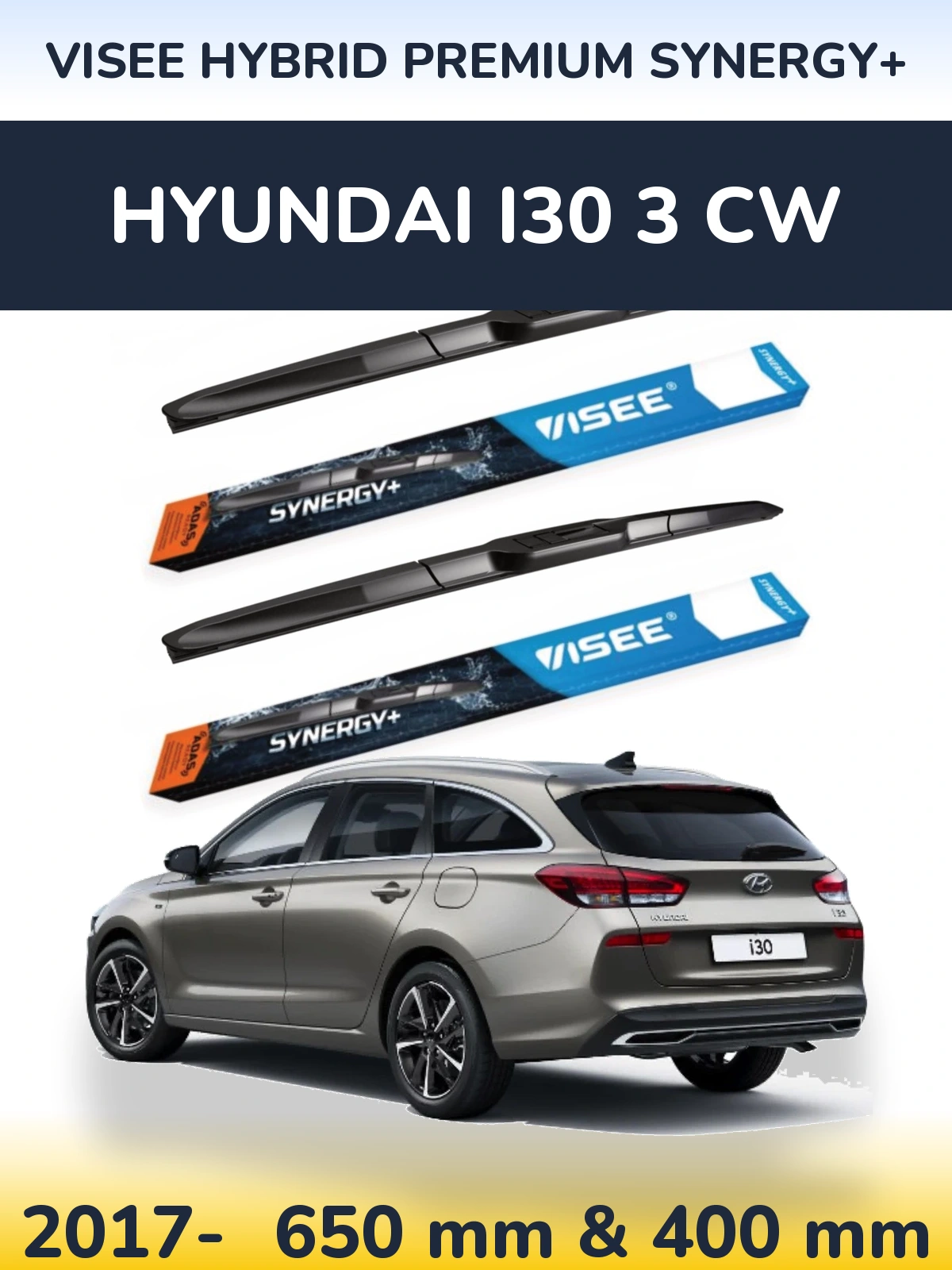 Ștergătoare VISEE HYBRID PREMIUM SYNERGY+ pentru Hyundai i30 3 CW