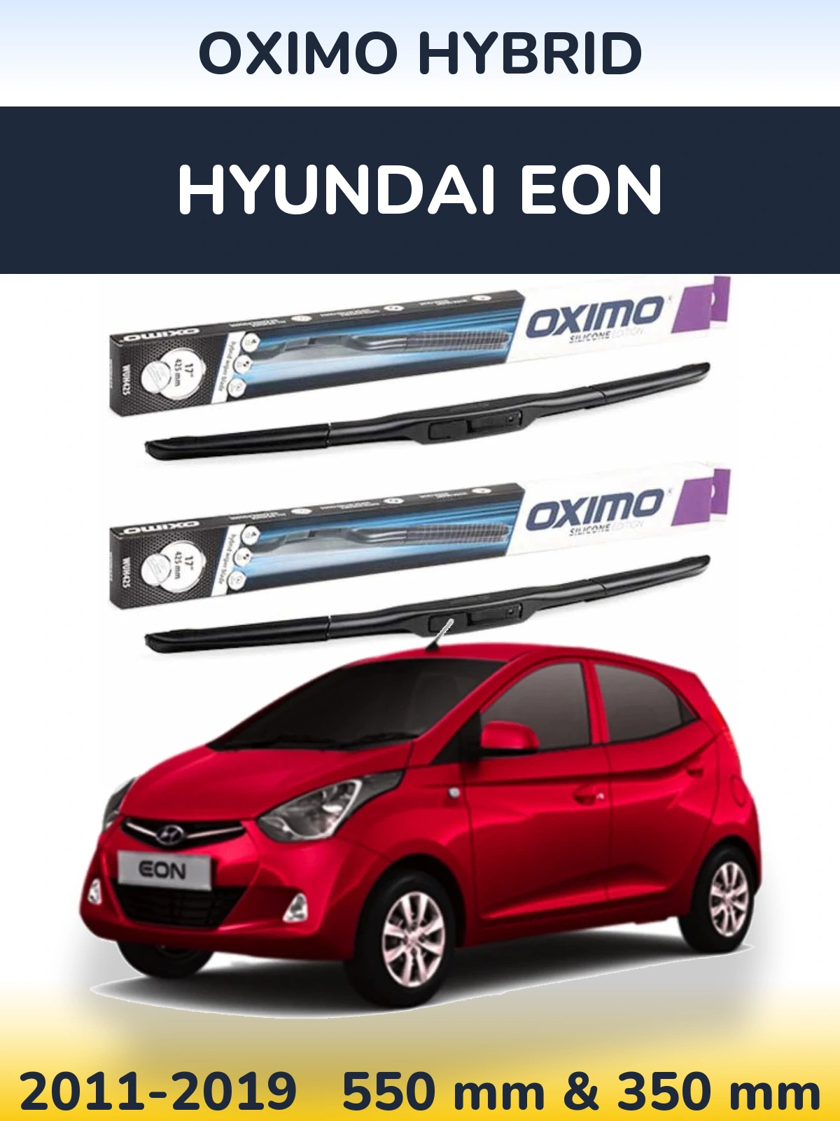Комплект передних дворников Oximo Hybrid 550 & 350 мм для Hyundai EON 2011-2019