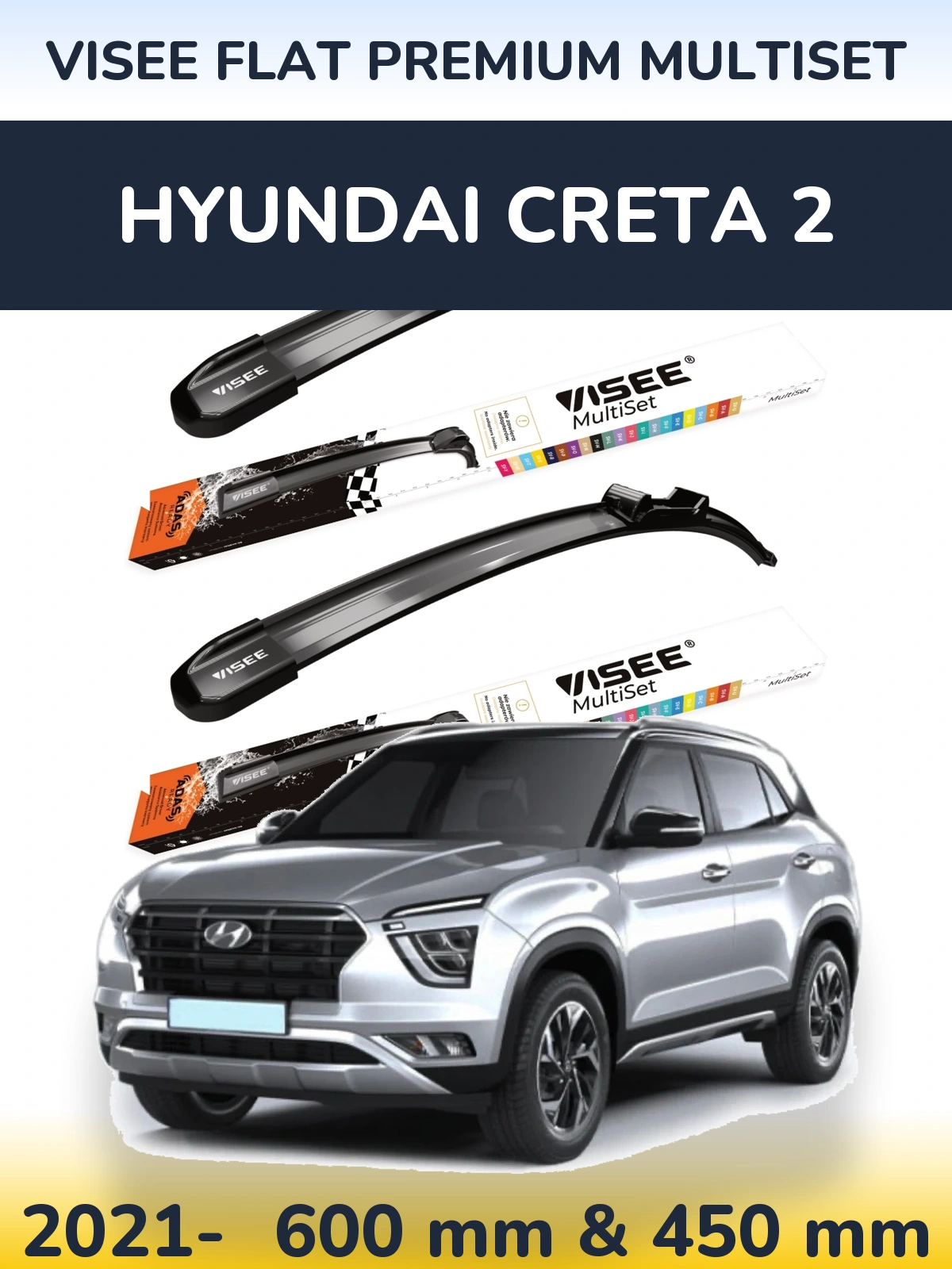 Ștergătoare VISEE FLAT PREMIUM MultiSet pentru Hyundai Creta 2