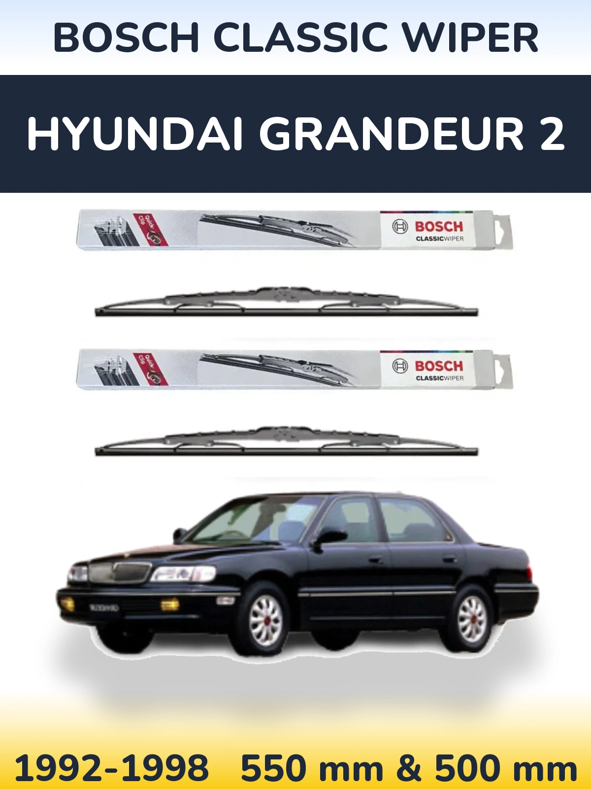 Комплект передніх щіток BOSCH Classic Wiper 550 & 500 мм для Hyundai Grandeur 2 1992-1998