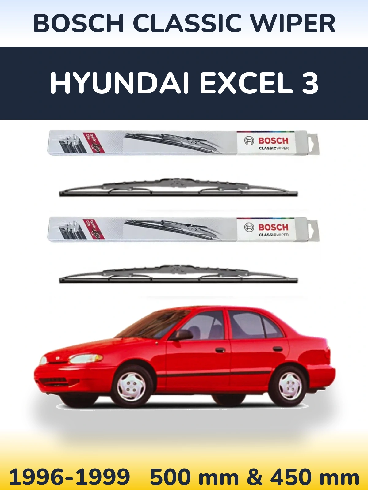Ștergătoare BOSCH Classic Wiper pentru Hyundai Excel 3