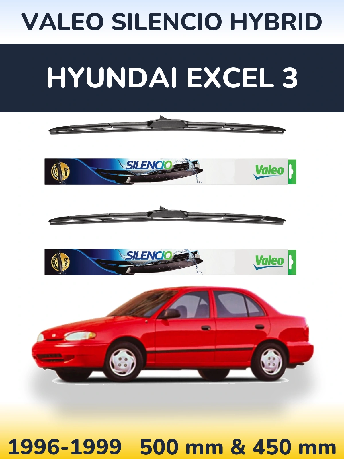 Ștergătoare Valeo Silencio Hybrid pentru Hyundai Excel 3