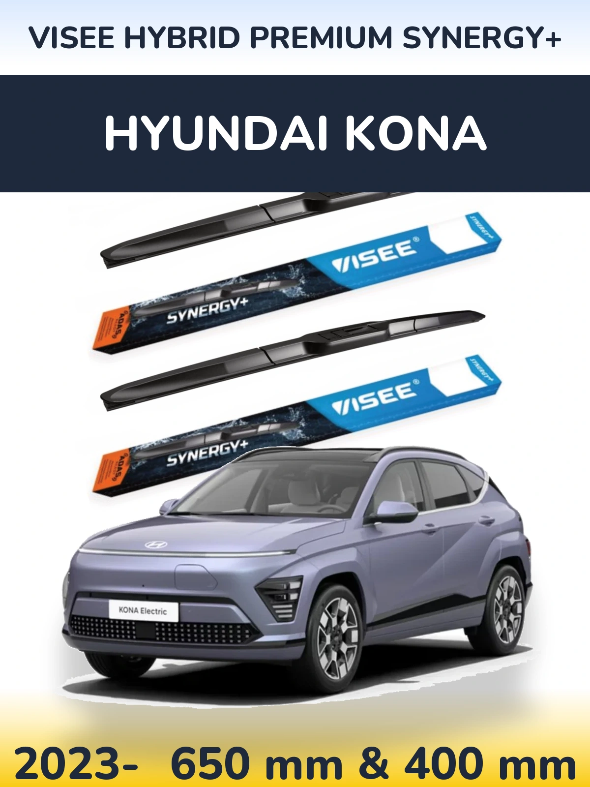 Комплект передних дворников VISEE HYBRID PREMIUM SYNERGY+ 650 & 400 мм для Hyundai Kona 2023-2026